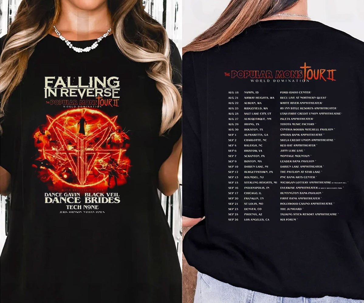 Falling in Reverse Popular Monstour II 2024 T-Shirt, Falling in Reverse T-Shirt, Falling in Reverse Fan Gift Shirt,Popular Monstour II Shirt MS24