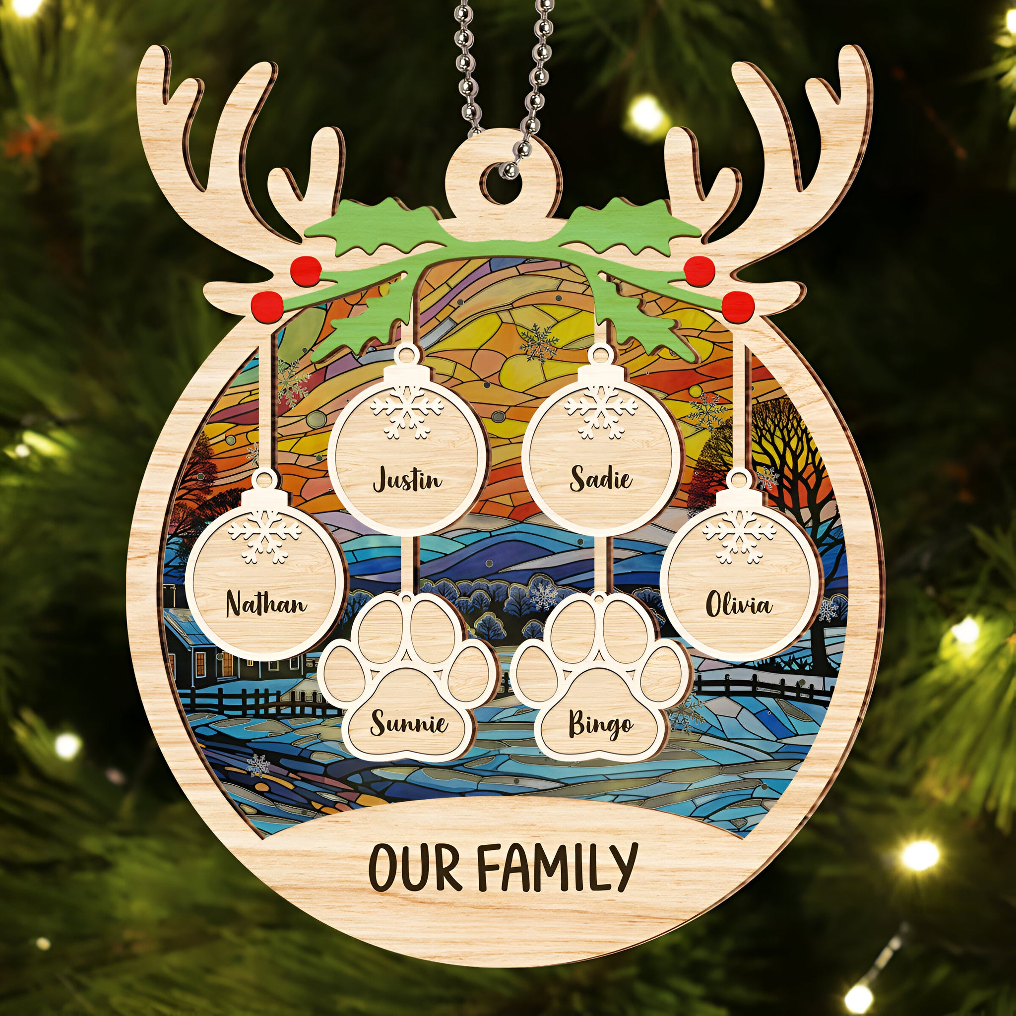 Family Charm - Personalized Custom Suncatcher Ornament ORN0710