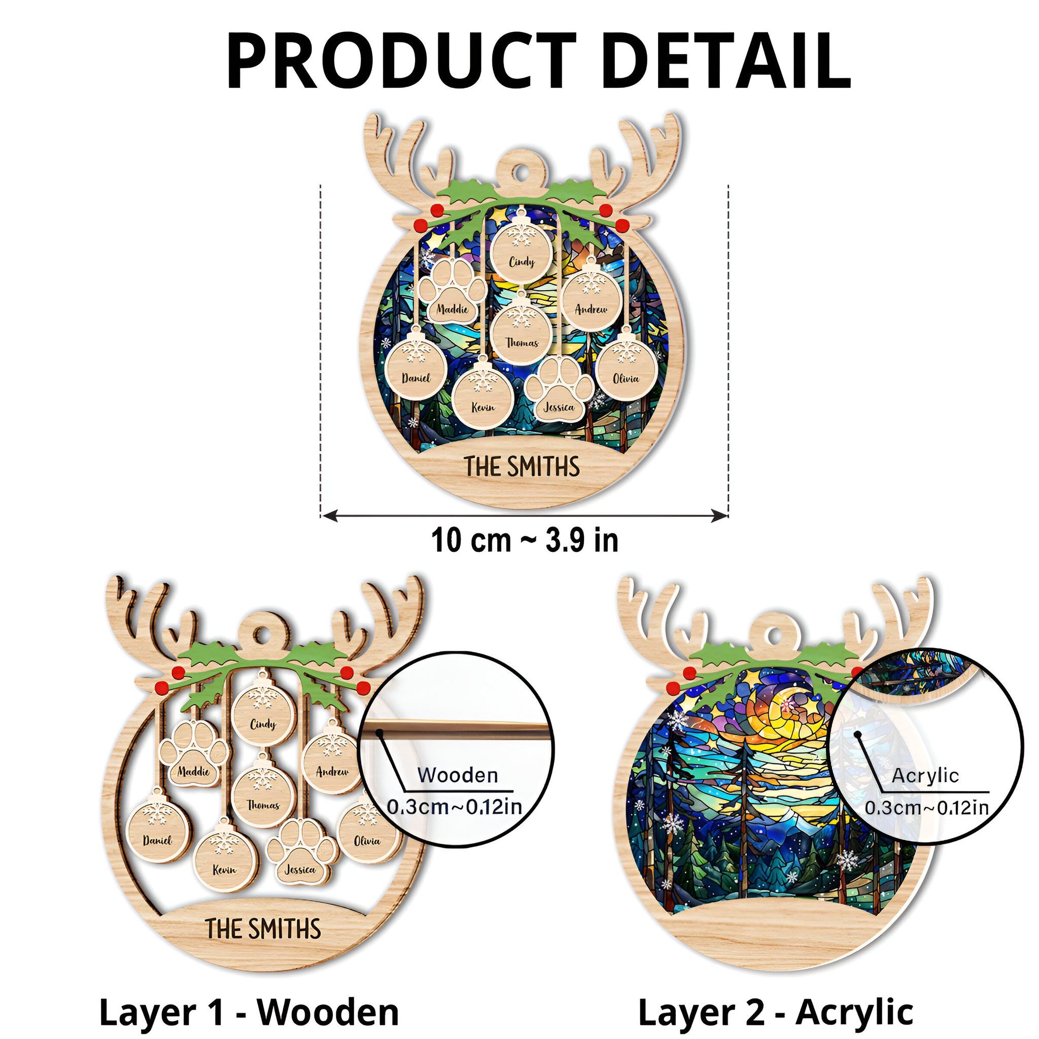 Family Charm - Personalized Custom Suncatcher Ornament ORN0710