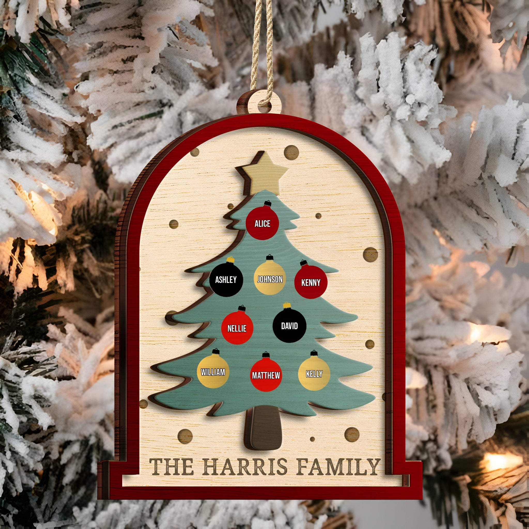 Family Christmas Tree - Christmas Gift For Family - Personalized 2-Layered Wooden Ornament ORN0310
