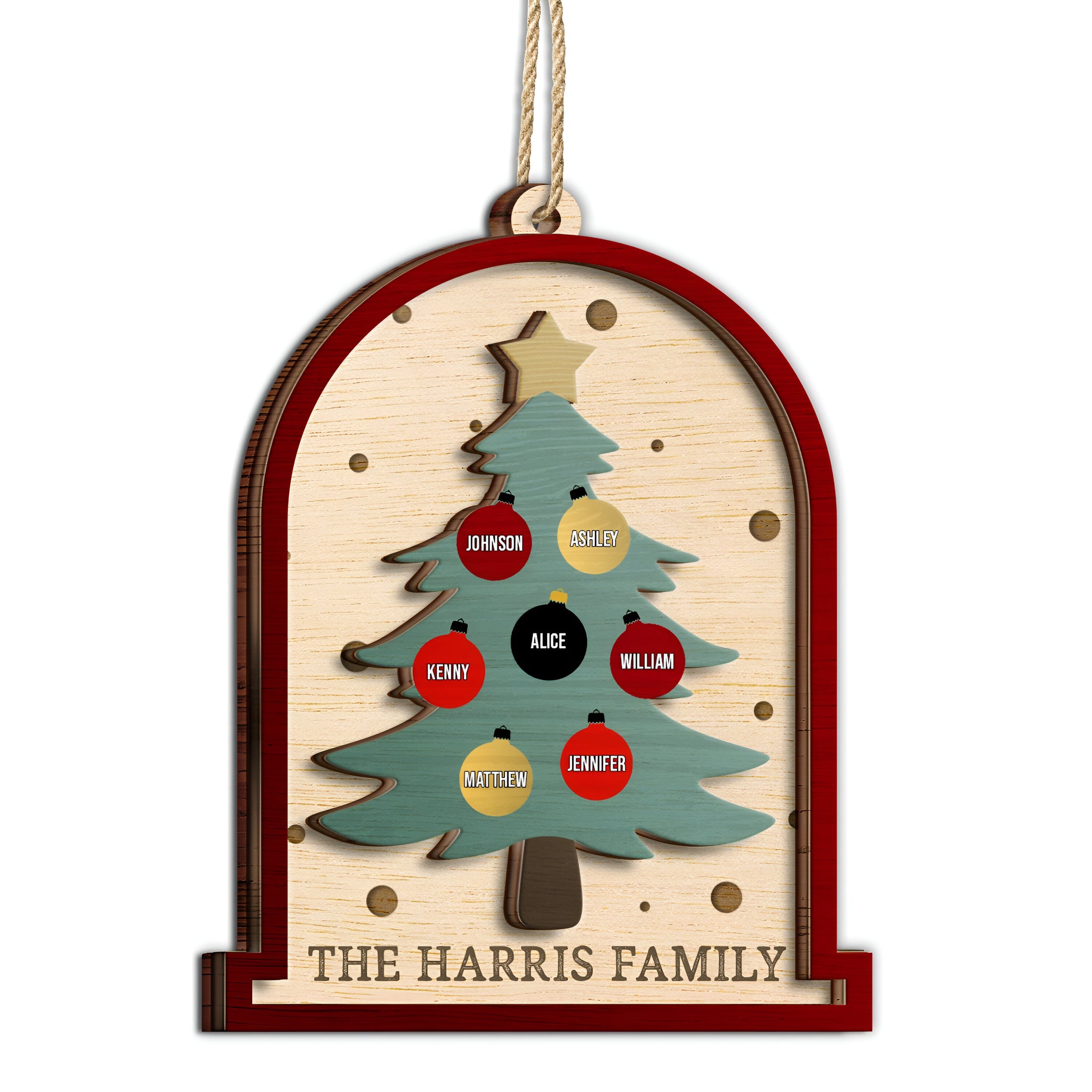Family Christmas Tree - Christmas Gift For Family - Personalized 2-Layered Wooden Ornament ORN0310