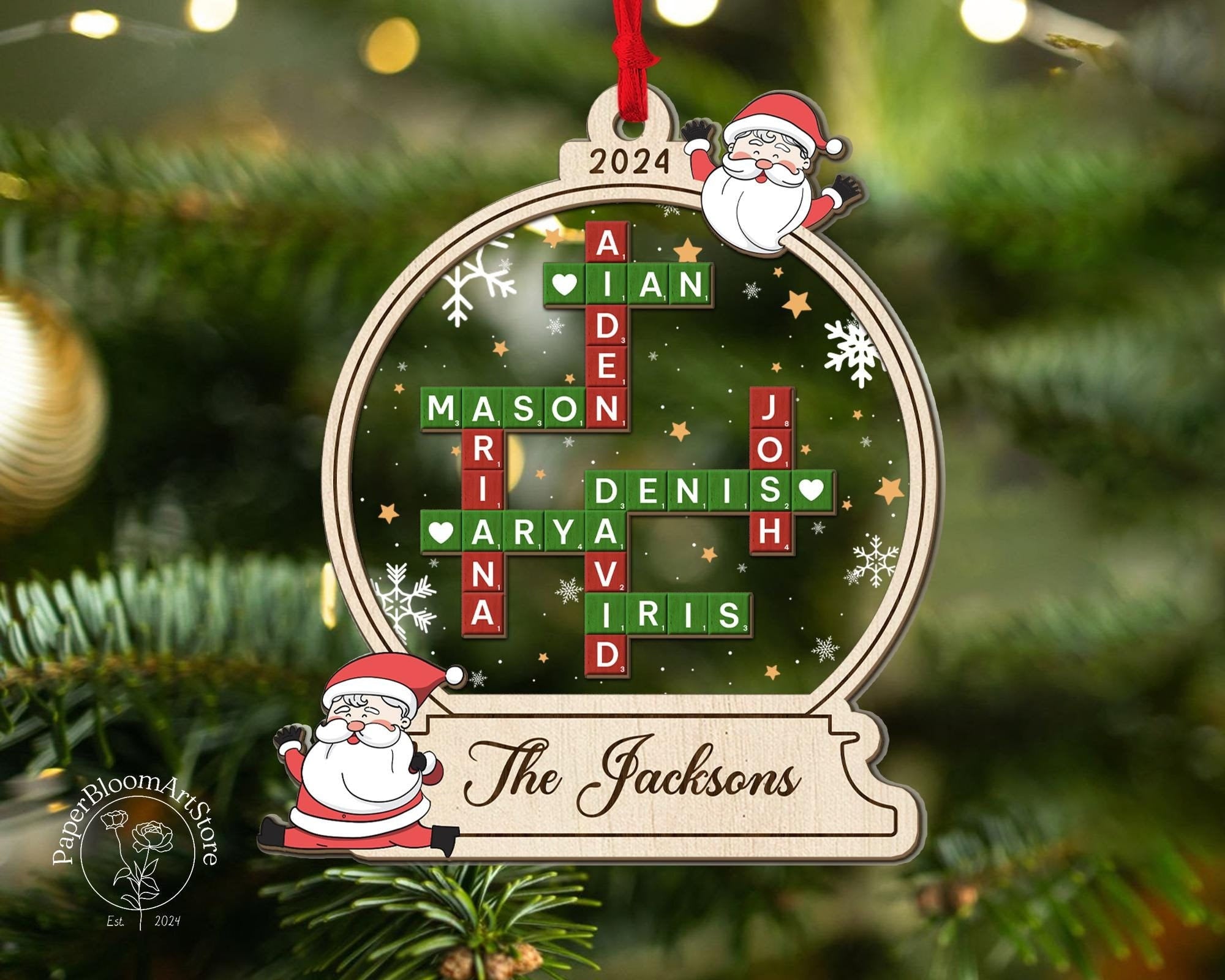 Family Crossword Christmas Ornament 2024, Custom Crossword Ornaments, Family Names Puzzle, Family Ornament, Family Christmas Gift OROC24