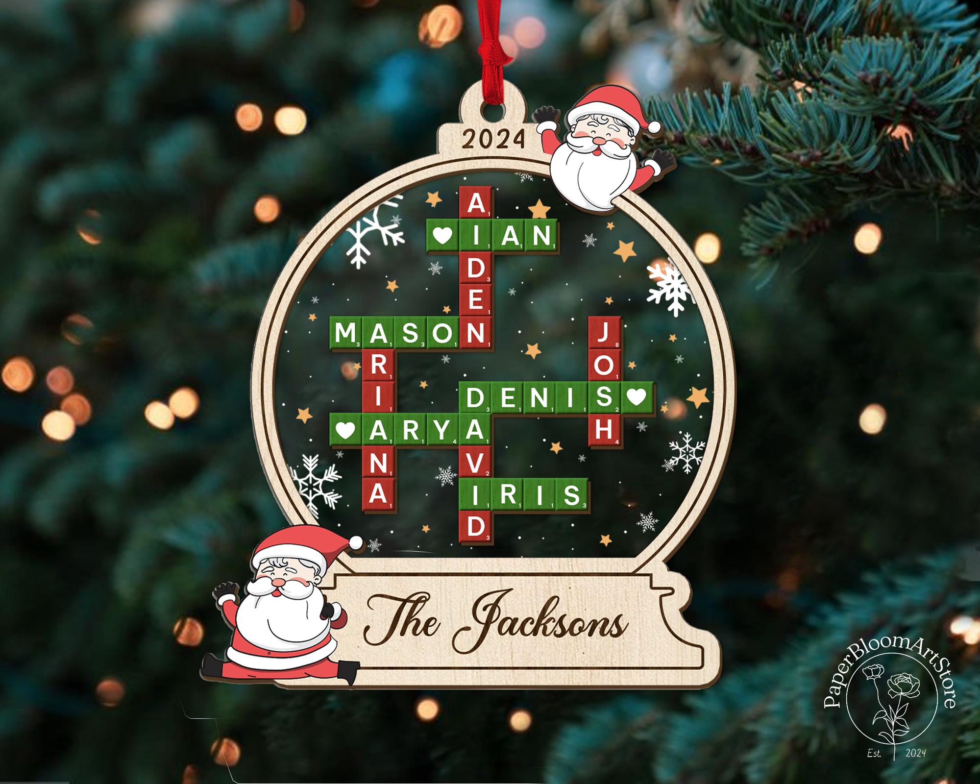 Family Crossword Christmas Ornament 2024, Custom Crossword Ornaments, Family Names Puzzle, Family Ornament, Family Christmas Gift OROC24