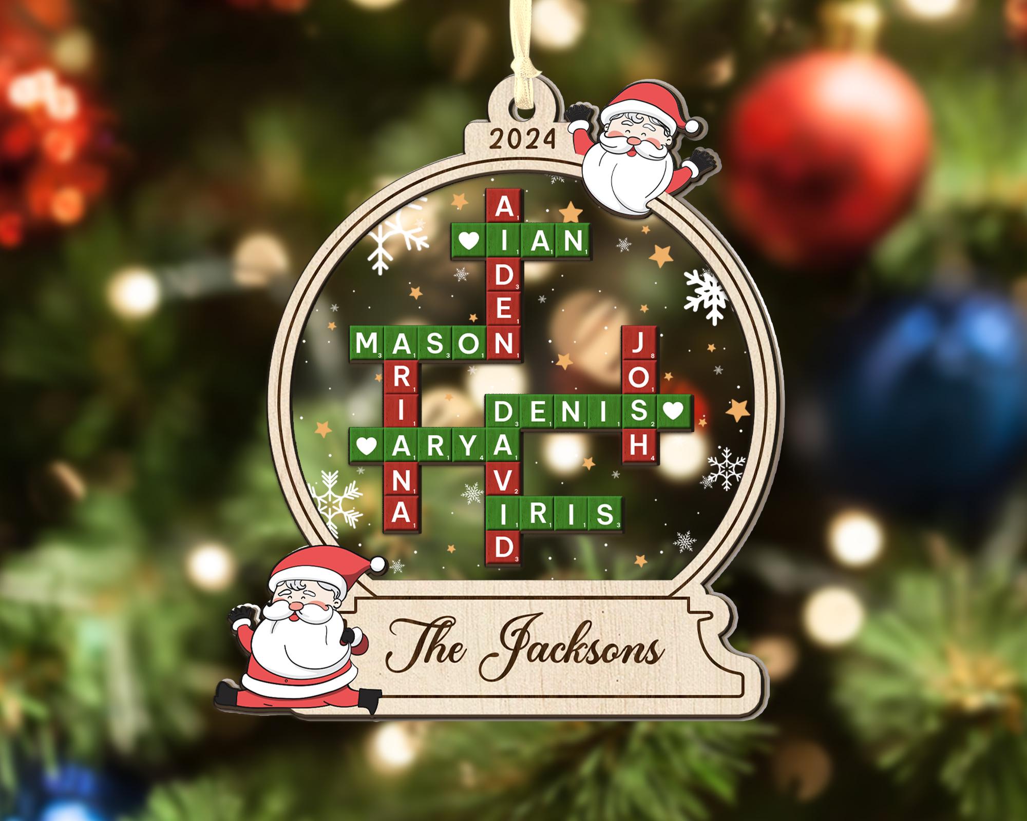 Family Crossword Christmas Ornament 2024, Custom Crossword Ornaments, Family Names Puzzle, Family Ornament, Family Christmas Gift OROC24