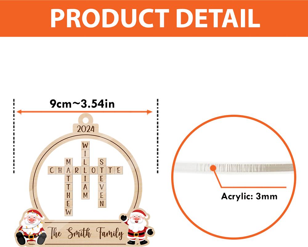 Family Crossword Christmas Ornament, Scrabble Personalized Christmas Ornaments, Family Names Puzzle, Family Ornament 2024, Christmas Gift OROC24