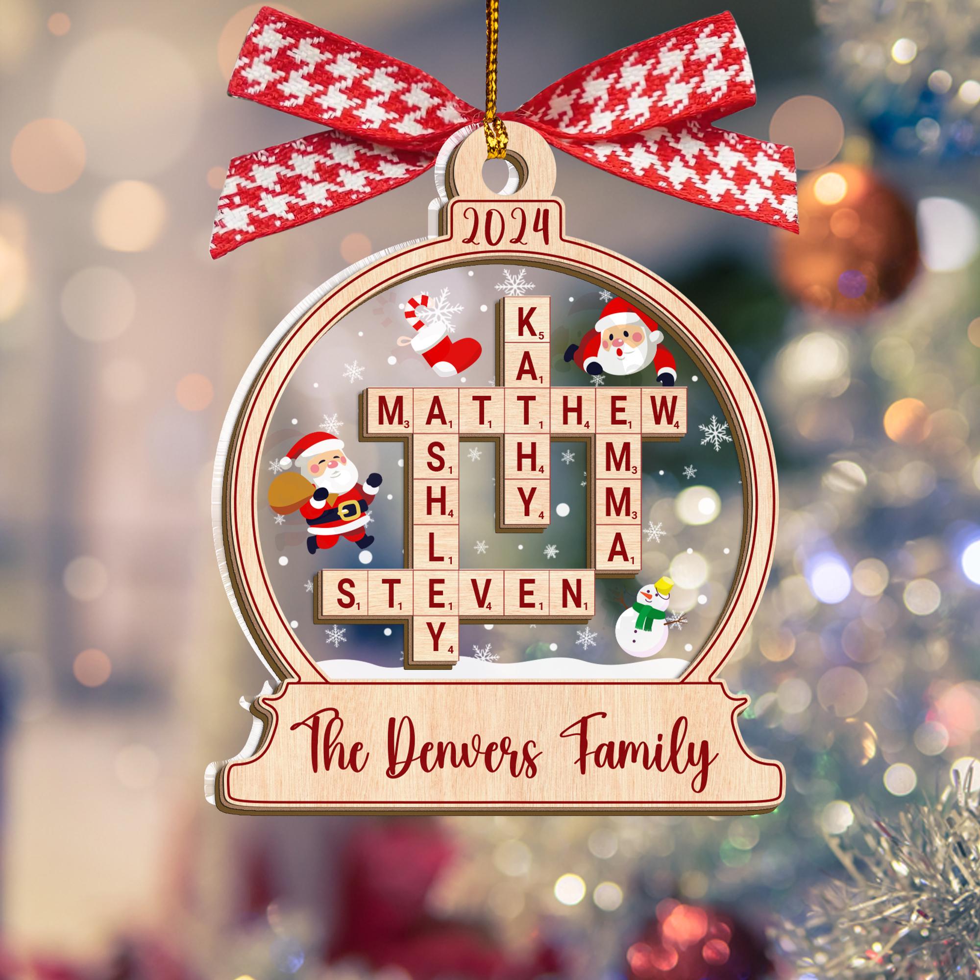 Family Crossword Ornament, Family Names Puzzle, Christmas Ornament, 2024 Family Christmas Gift, Family Ornament, Family Keepsake OROC24