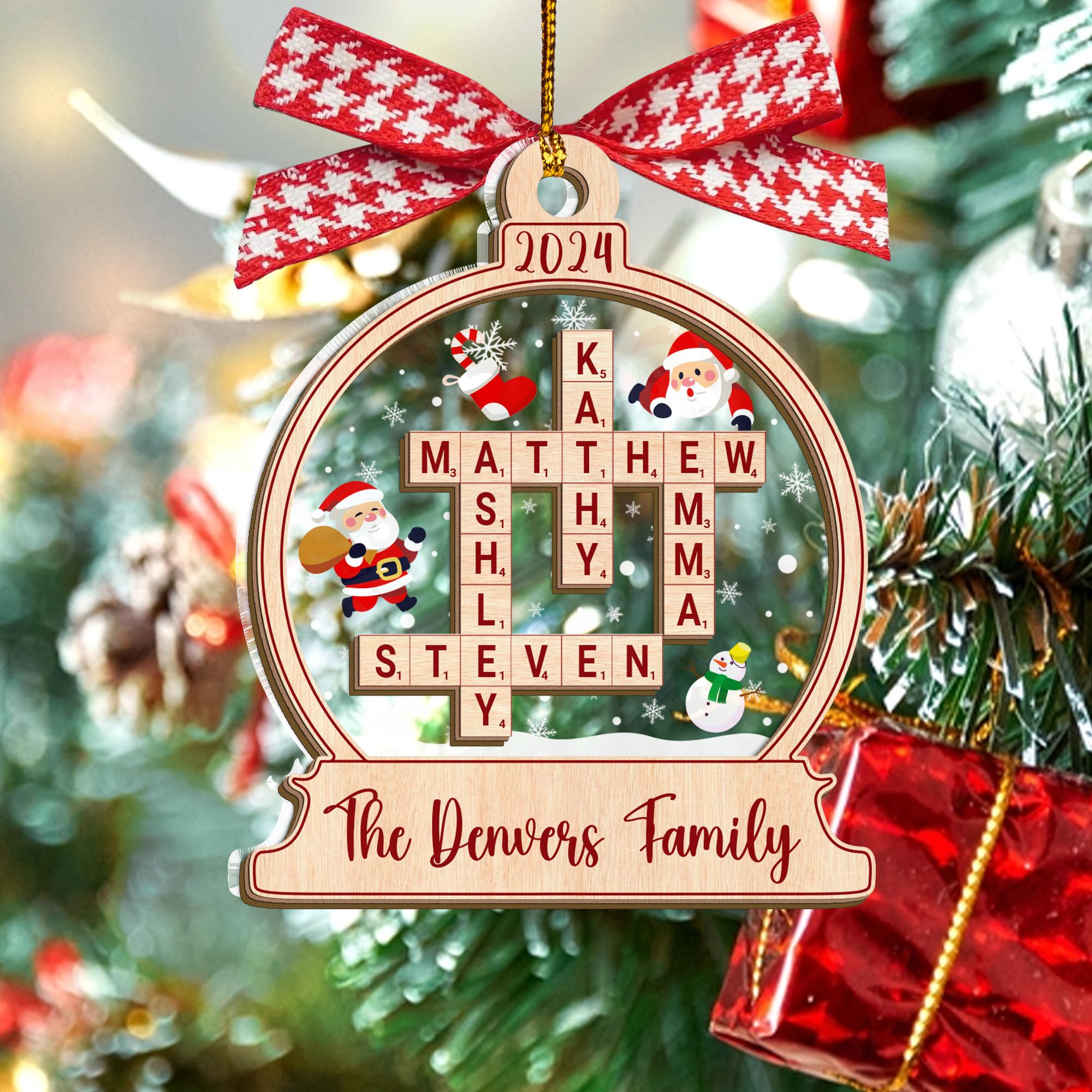 Family Crossword Ornament, Family Names Puzzle, Christmas Ornament, 2024 Family Christmas Gift, Family Ornament, Family Keepsake OROC24