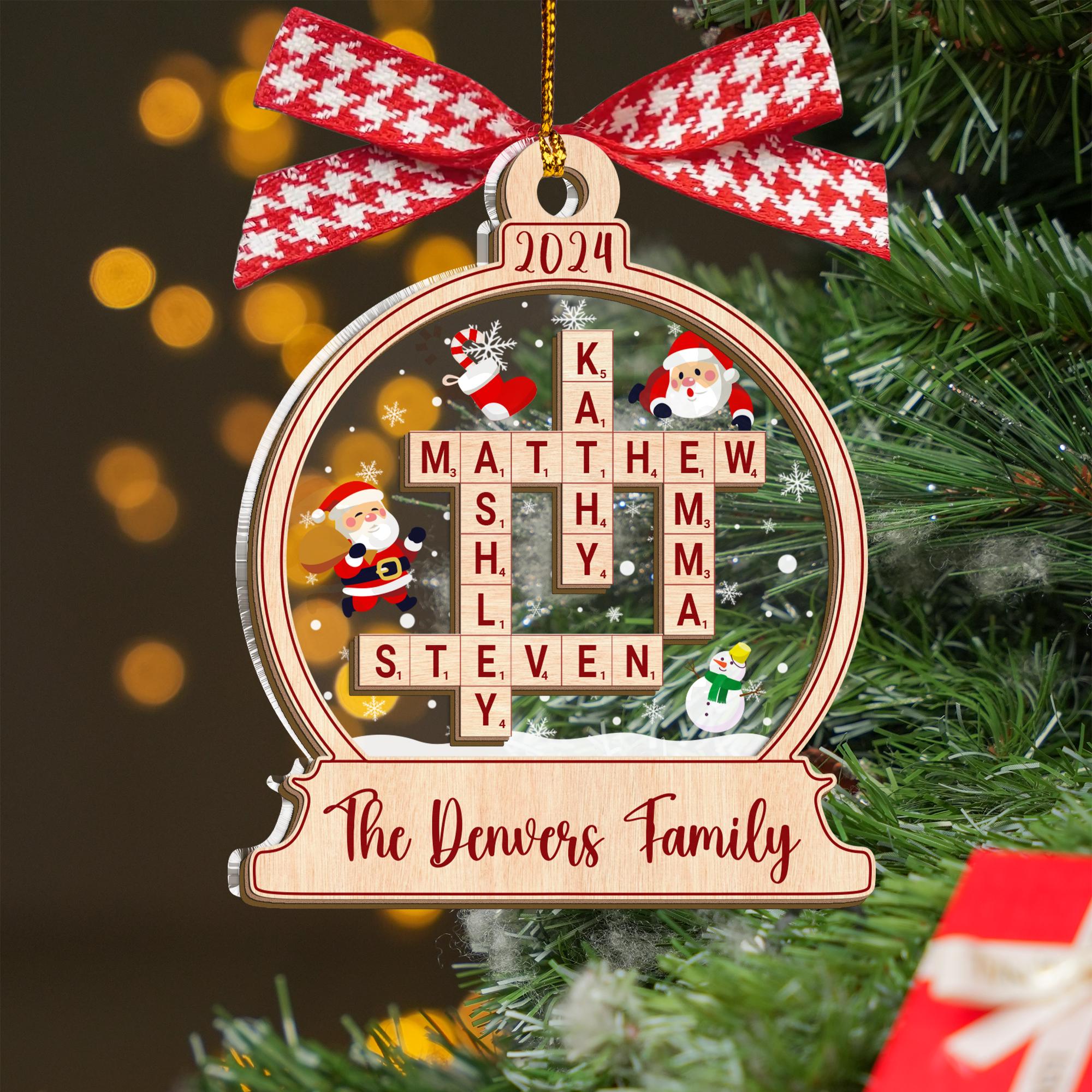Family Crossword Ornament, Family Names Puzzle, Christmas Ornament, 2024 Family Christmas Gift, Family Ornament, Family Keepsake OROC24