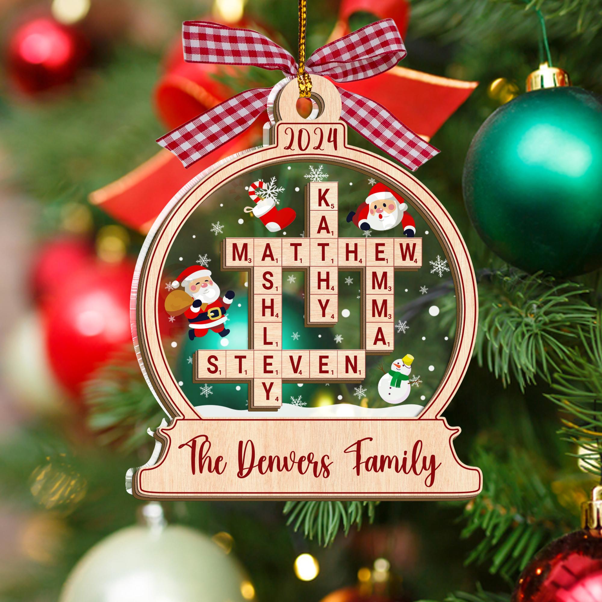 Family Crossword Ornament, Family Names Puzzle, Christmas Ornament, 2024 Family Christmas Gift, Family Ornament, Family Keepsake OROC24