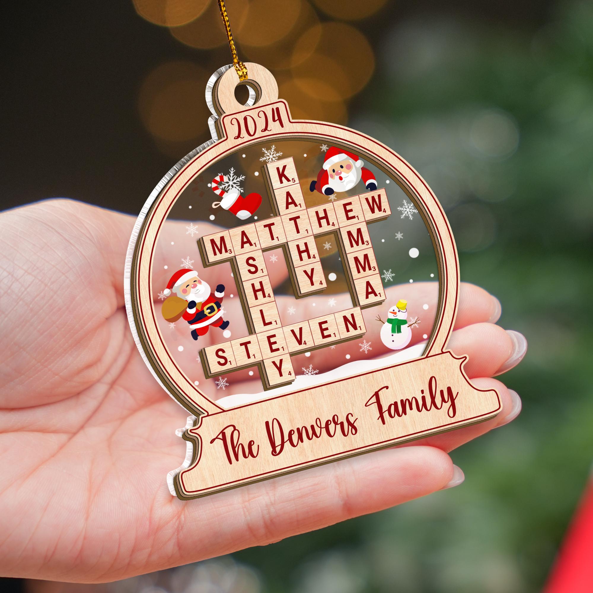 Family Crossword Ornament, Family Names Puzzle, Christmas Ornament, 2024 Family Christmas Gift, Family Ornament, Family Keepsake OROC24