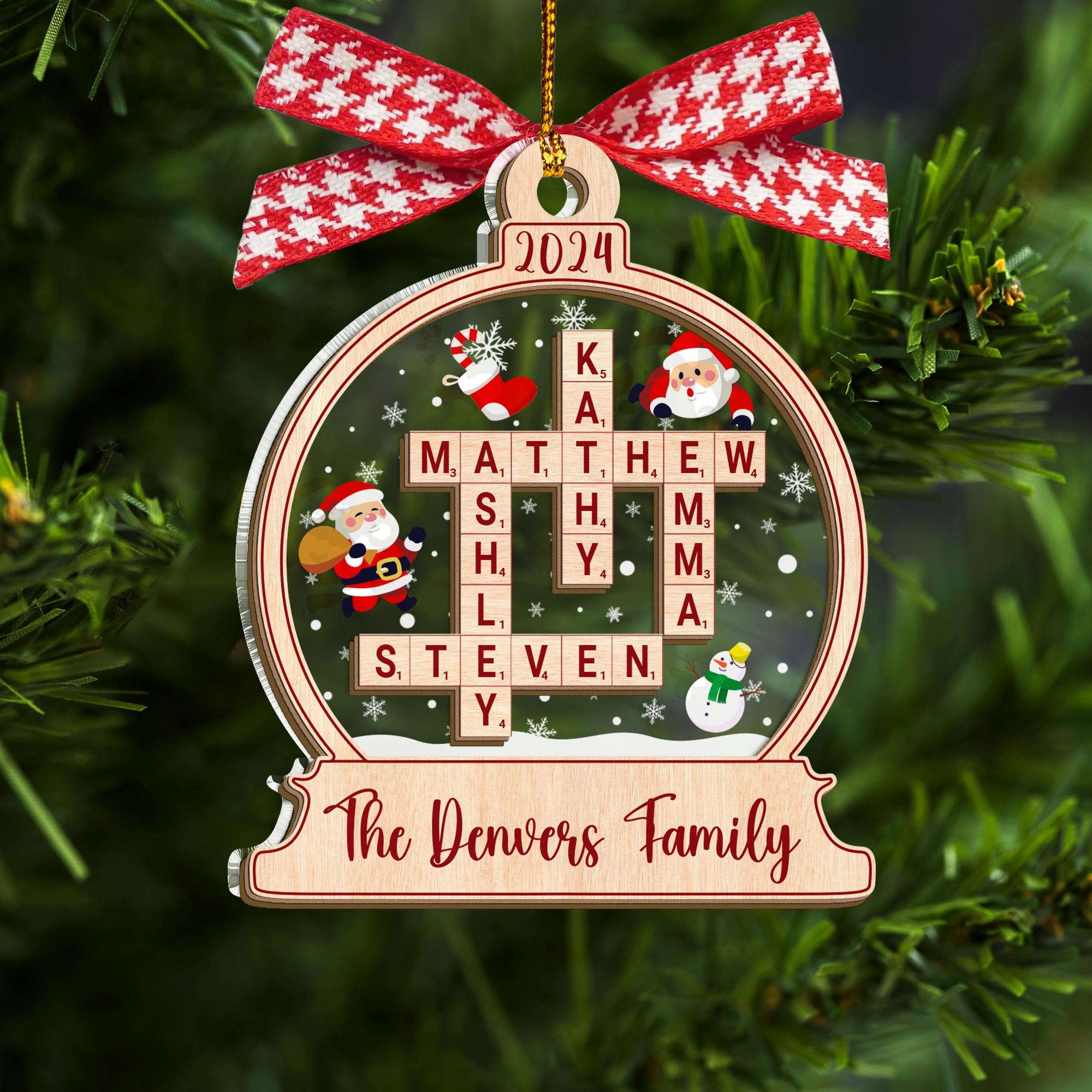 Family Crossword Ornament, Family Names Puzzle, Christmas Ornament, 2024 Family Christmas Gift, Family Ornament, Family Keepsake OROC24