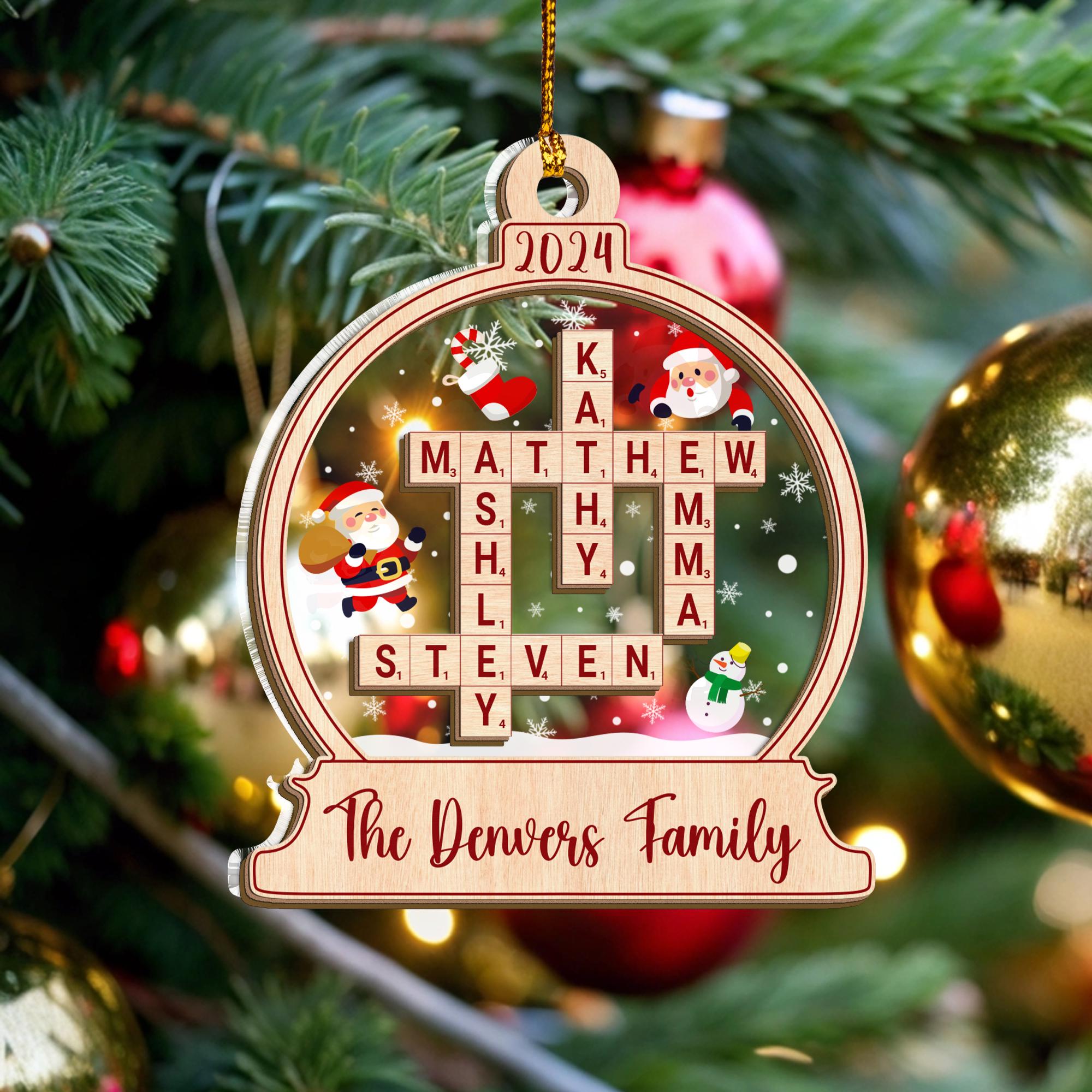 Family Crossword Ornament, Family Names Puzzle, Christmas Ornament, 2024 Family Christmas Gift, Family Ornament, Family Keepsake OROC24