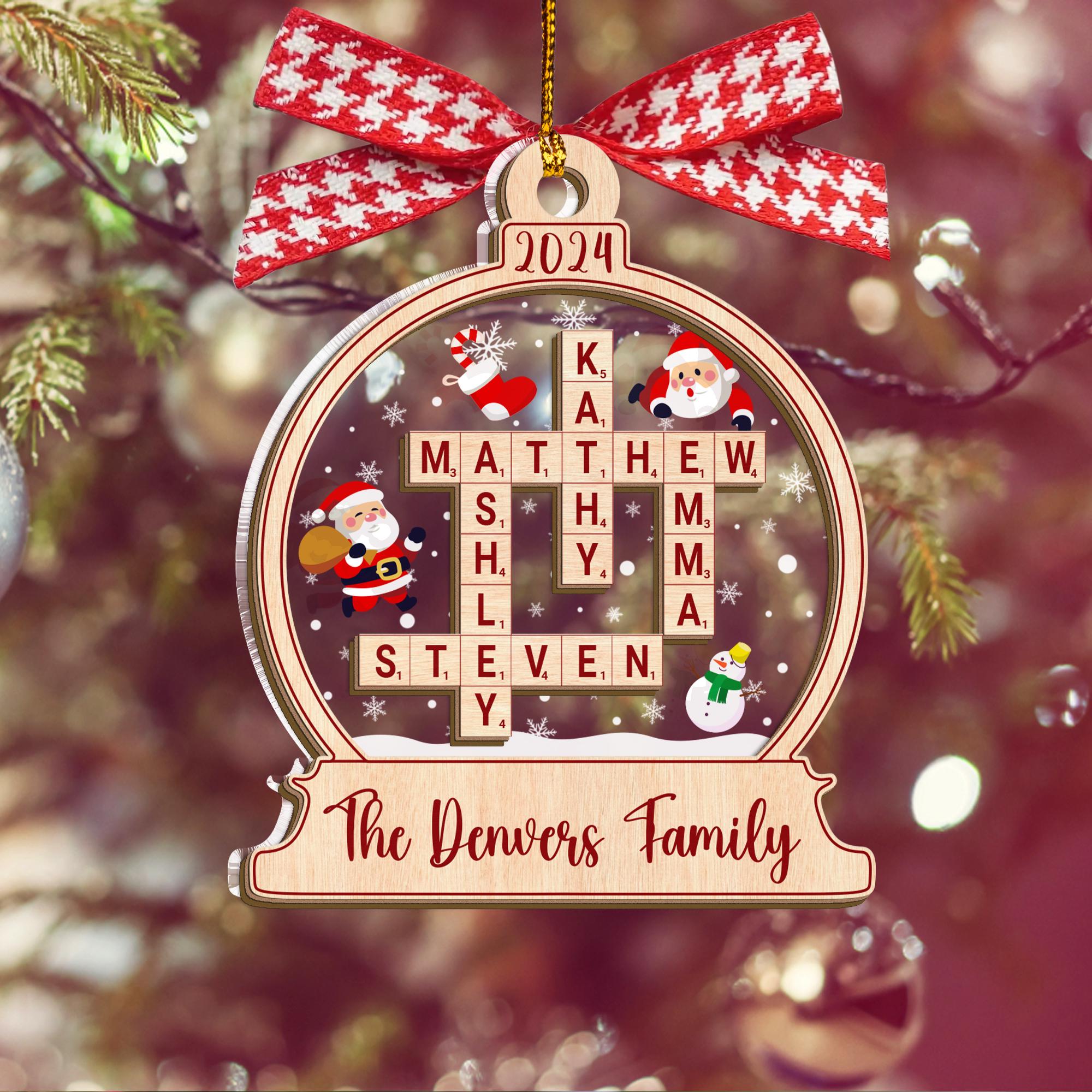 Family Crossword Ornament, Family Names Puzzle, Christmas Ornament, 2024 Family Christmas Gift, Family Ornament, Family Keepsake OROC24