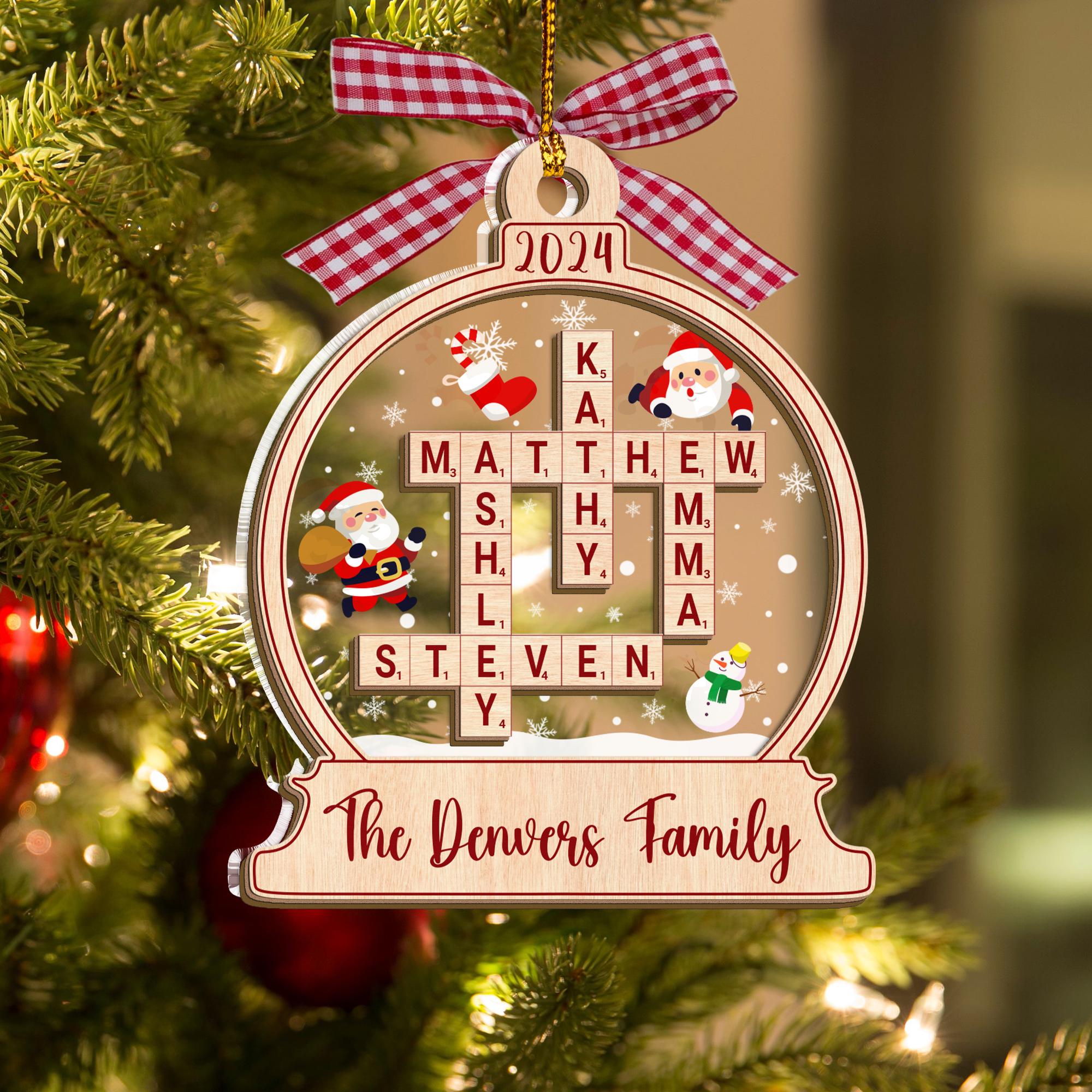 Family Crossword Ornament, Family Names Puzzle, Christmas Ornament, 2024 Family Christmas Gift, Family Ornament, Family Keepsake OROC24