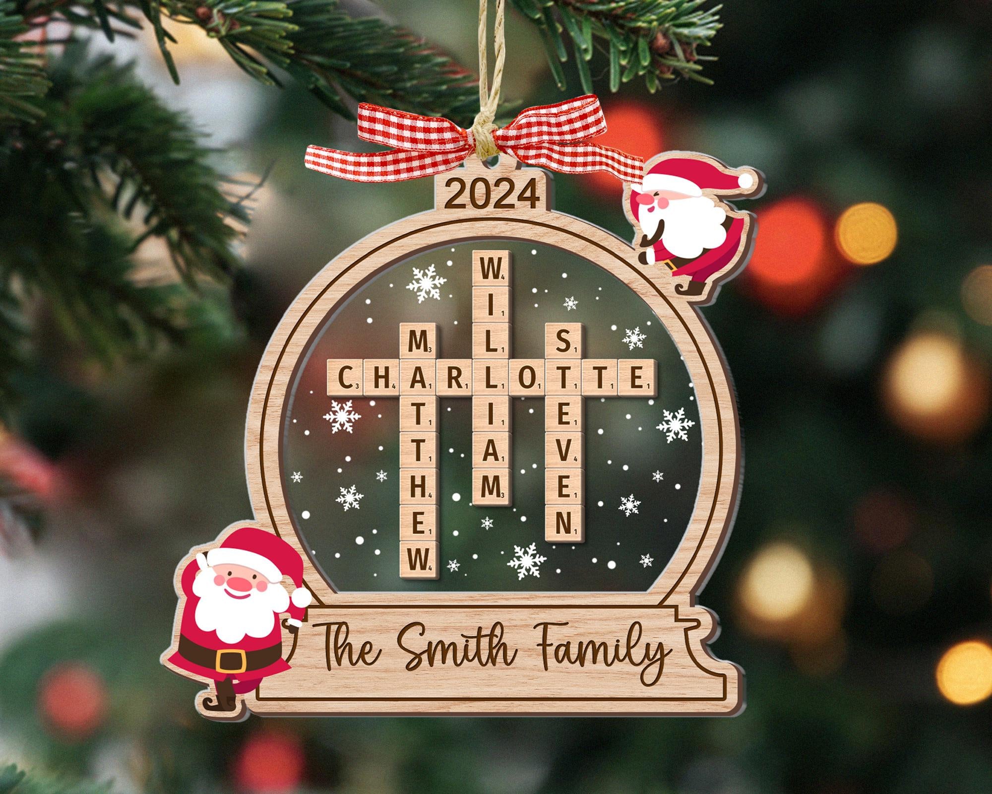 Family Crossword Ornament, Family Ornament, Family Names Puzzle, Christmas Ornament, 2024 Family Christmas Gift, Family Keepsake 1 OROC24