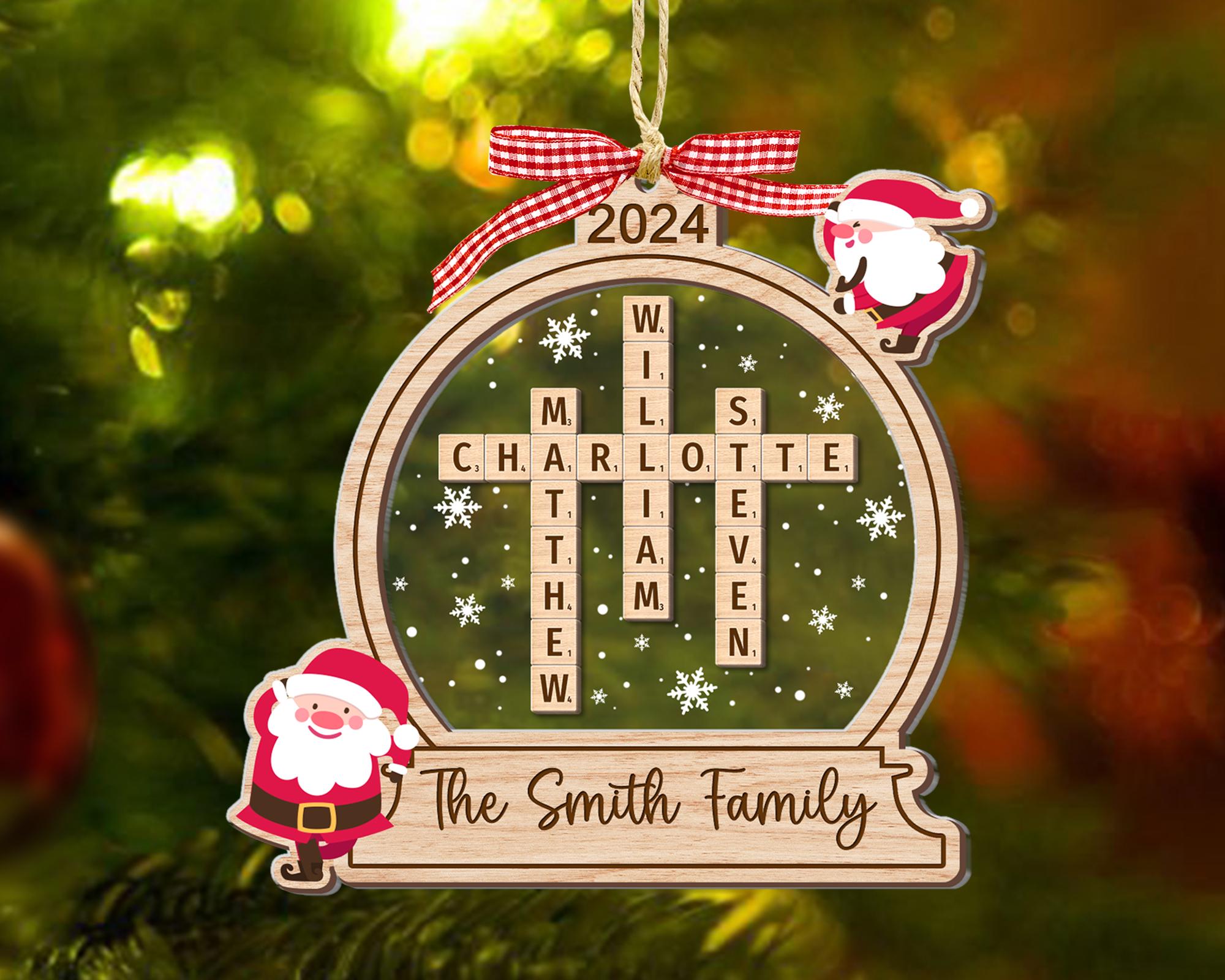 Family Crossword Ornament, Family Ornament, Family Names Puzzle, Christmas Ornament, 2024 Family Christmas Gift, Family Keepsake 2 OROC24
