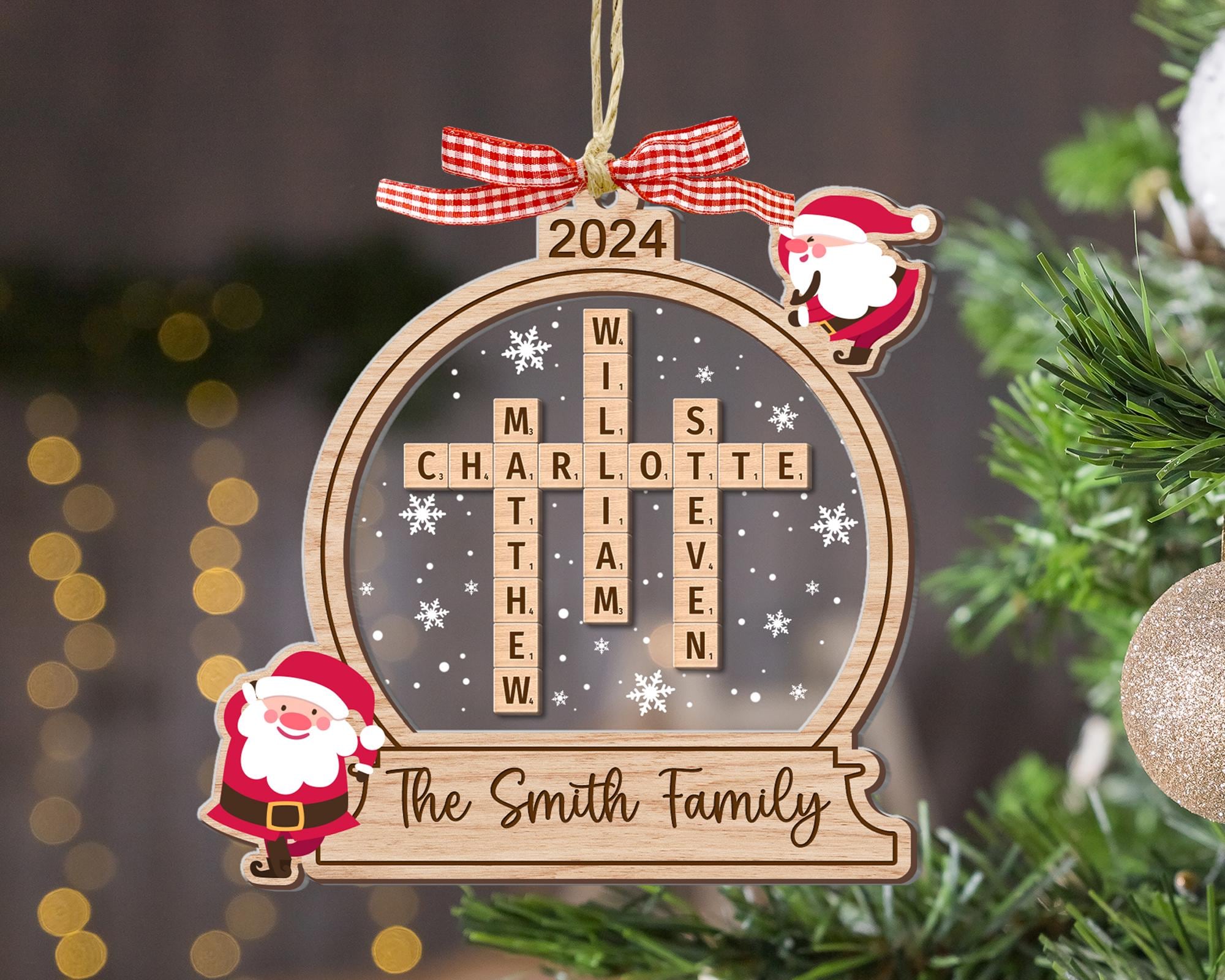 Family Crossword Ornament, Family Ornament, Family Names Puzzle, Christmas Ornament, 2024 Family Christmas Gift, Family Keepsake 1 OROC24