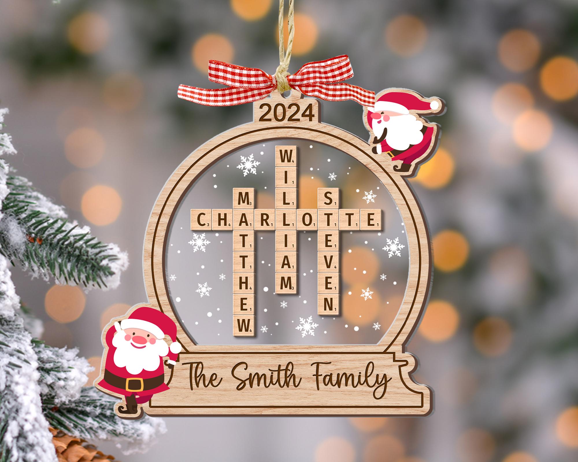 Family Crossword Ornament, Family Ornament, Family Names Puzzle, Christmas Ornament, 2024 Family Christmas Gift, Family Keepsake 2 OROC24