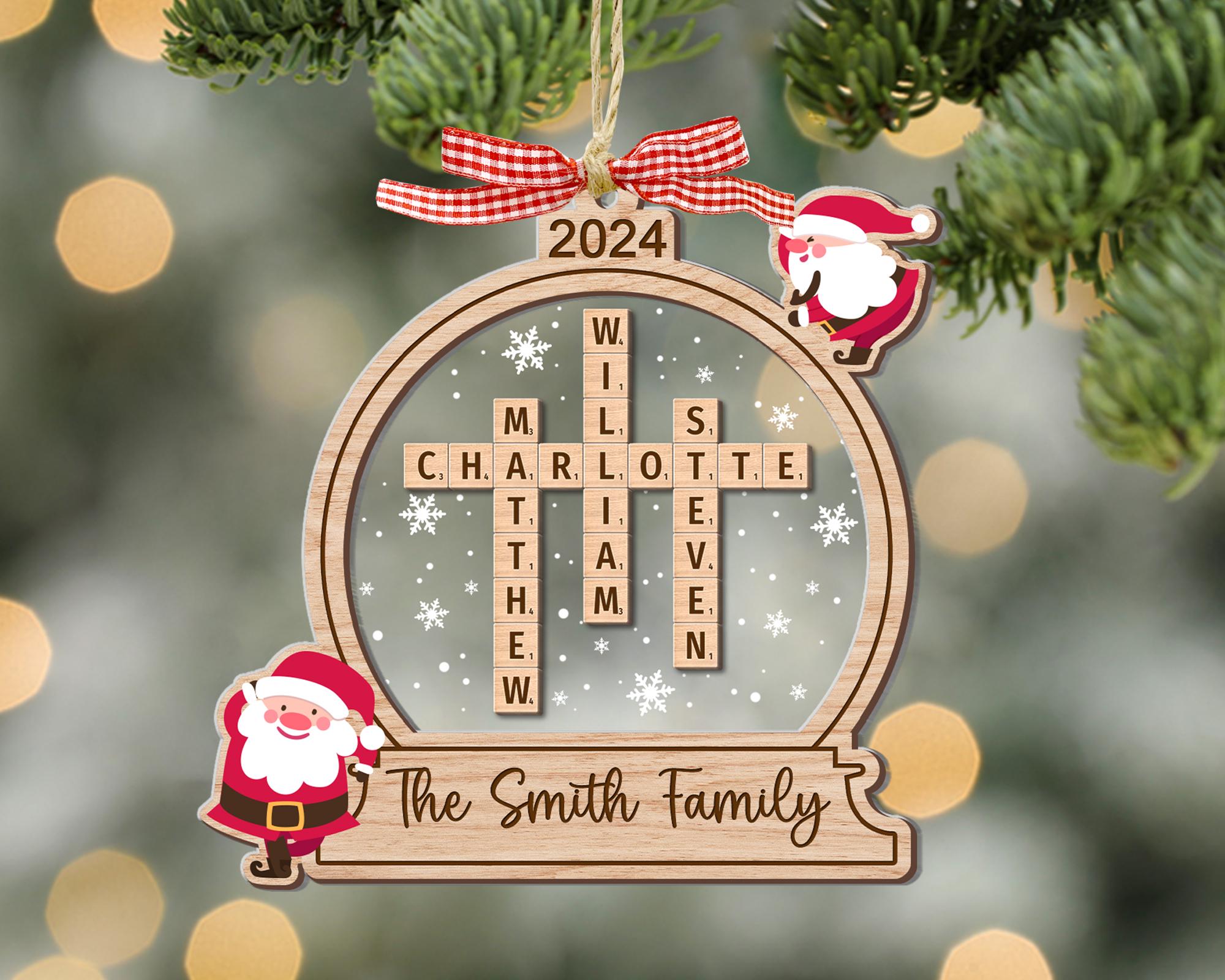 Family Crossword Ornament, Family Ornament, Family Names Puzzle, Christmas Ornament, 2024 Family Christmas Gift, Family Keepsake 2 OROC24