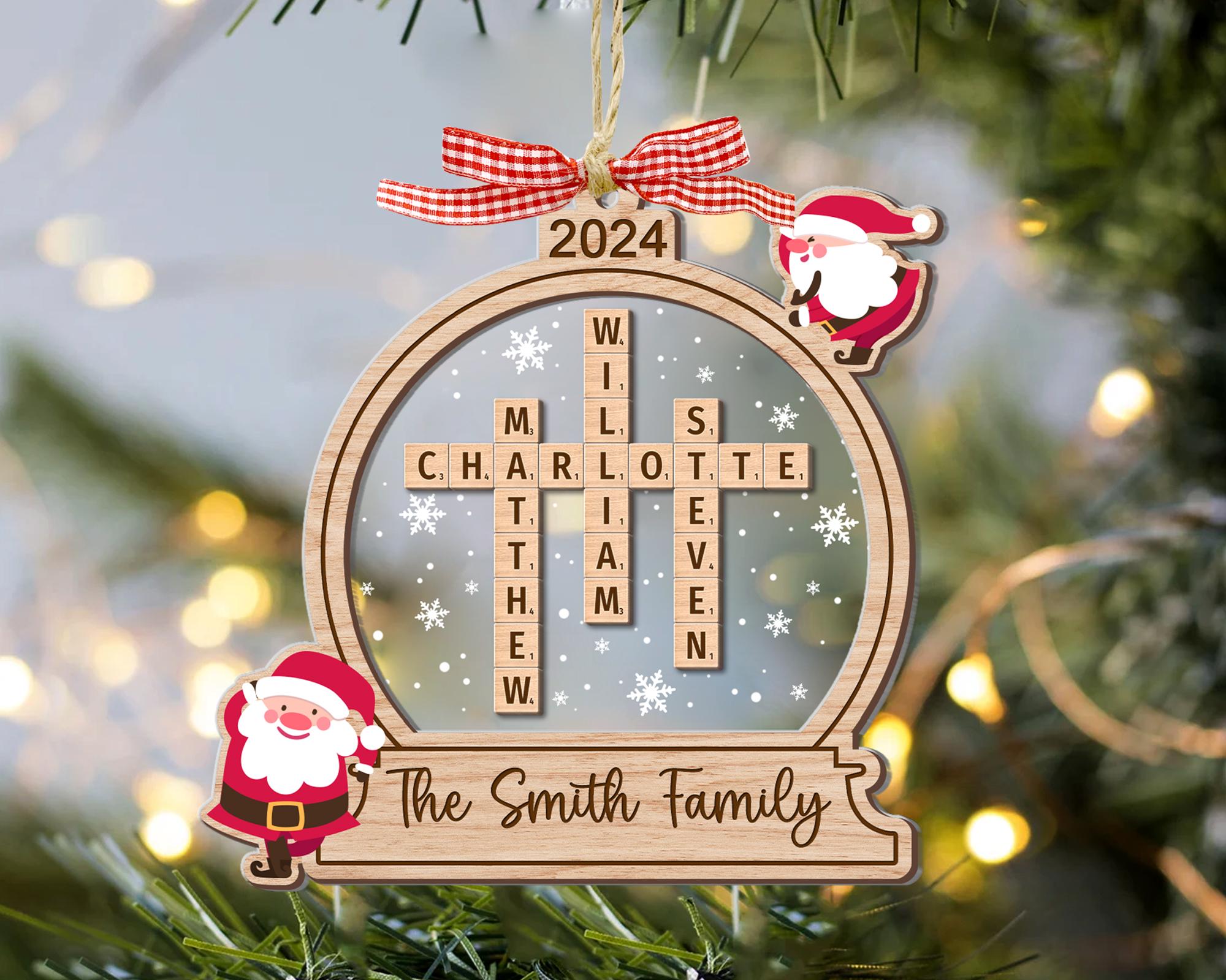 Family Crossword Ornament, Family Ornament, Family Names Puzzle, Christmas Ornament, 2024 Family Christmas Gift, Family Keepsake 2 OROC24