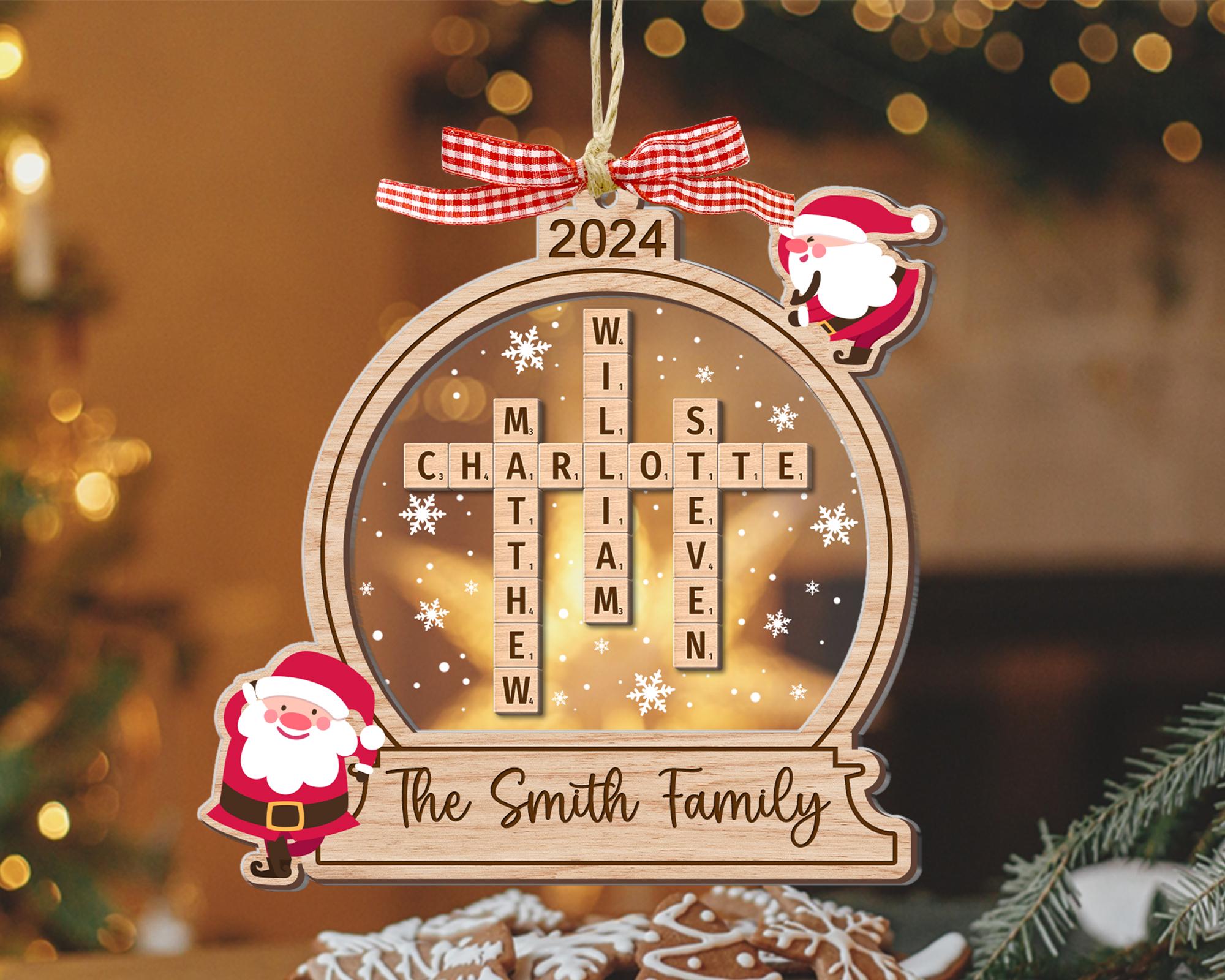 Family Crossword Ornament, Family Ornament, Family Names Puzzle, Christmas Ornament, 2024 Family Christmas Gift, Family Keepsake 1 OROC24