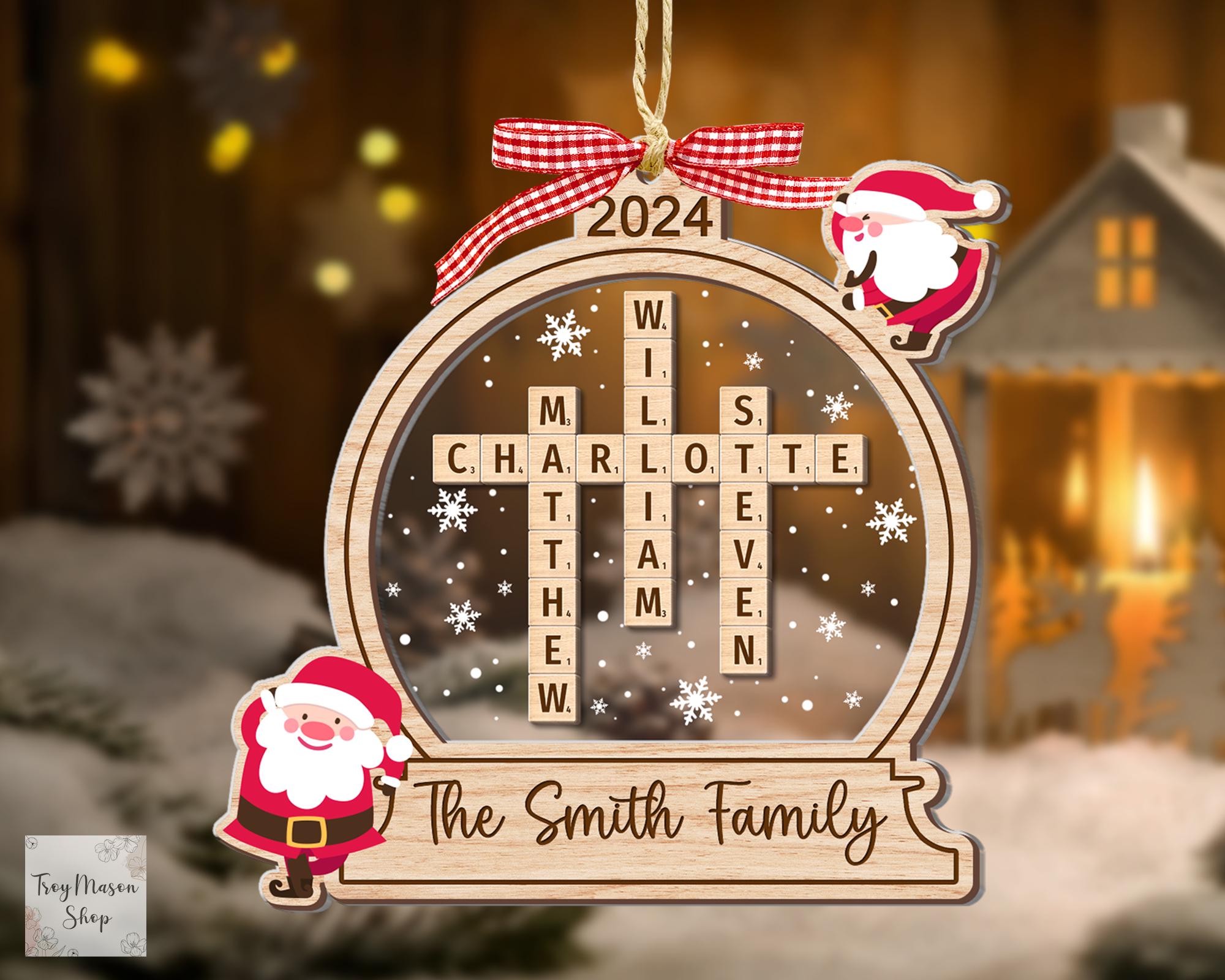 Family Crossword Ornament, Family Ornament, Family Names Puzzle, Christmas Ornament, 2024 Family Christmas Gift, Family Keepsake 2 OROC24
