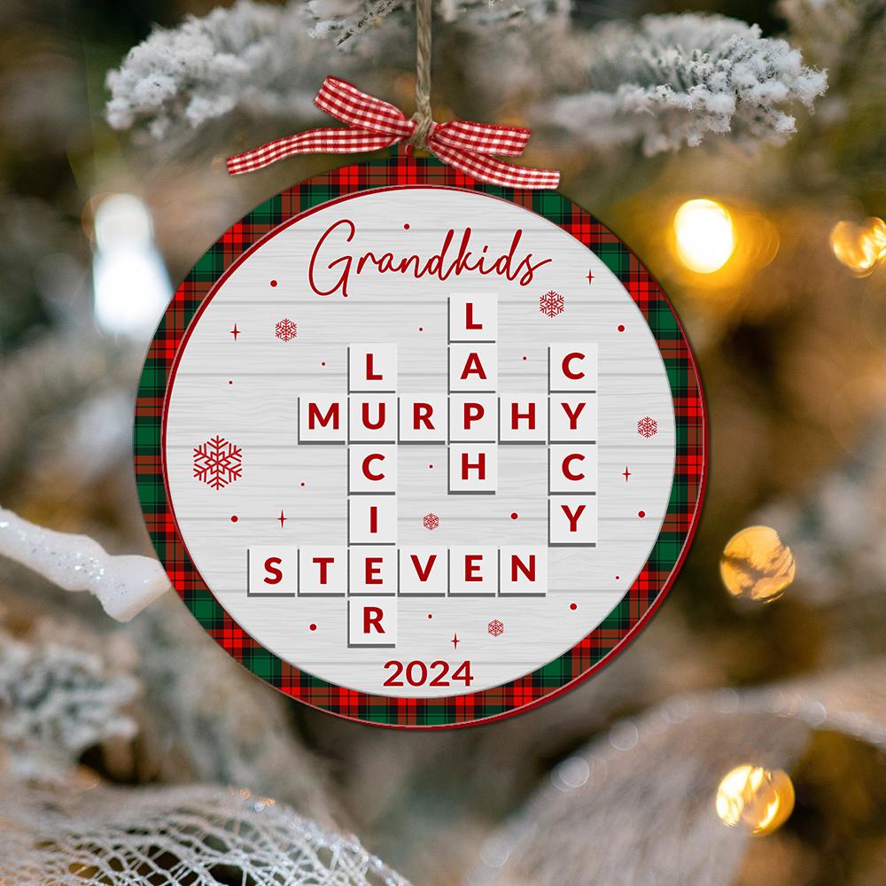 Family Crossword Ornament, Family Ornament, Family Names Puzzle, Christmas Ornament, 2024 Family Christmas Gift, Family Keepsake 3 OROC24