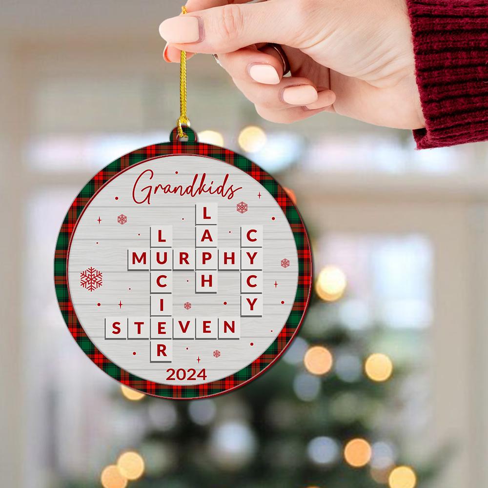 Family Crossword Ornament, Family Ornament, Family Names Puzzle, Christmas Ornament, 2024 Family Christmas Gift, Family Keepsake 3 OROC24