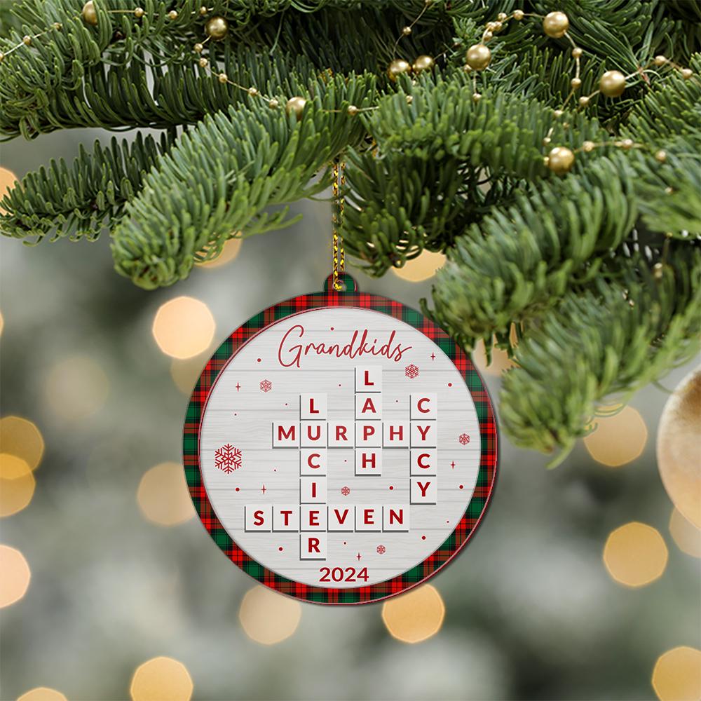 Family Crossword Ornament, Family Ornament, Family Names Puzzle, Christmas Ornament, 2024 Family Christmas Gift, Family Keepsake 3 OROC24