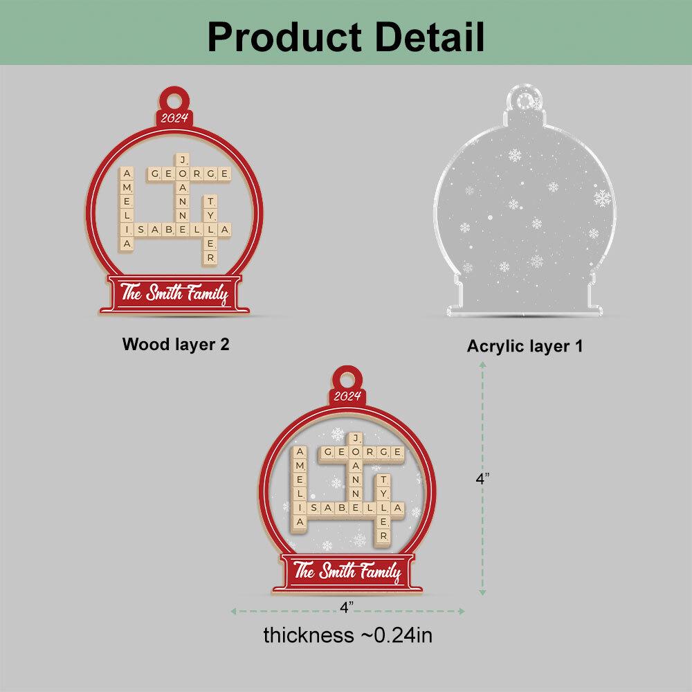 Family Crossword Ornament, Personalized Family Christmas Ornament, Family Names Puzzle, Christmas Ornament, 2024 Family Christmas Gift OROC24