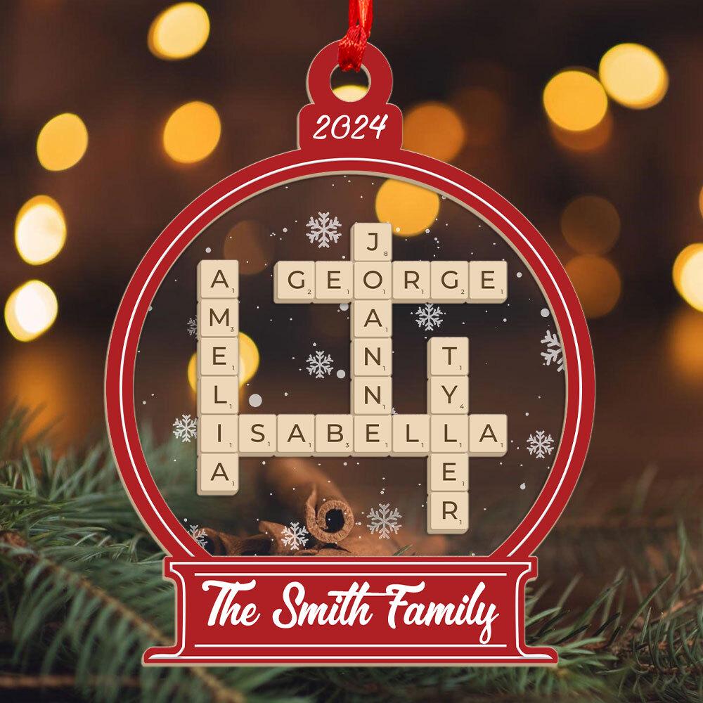 Family Crossword Ornament, Personalized Family Christmas Ornament, Family Names Puzzle, Christmas Ornament, 2024 Family Christmas Gift OROC24