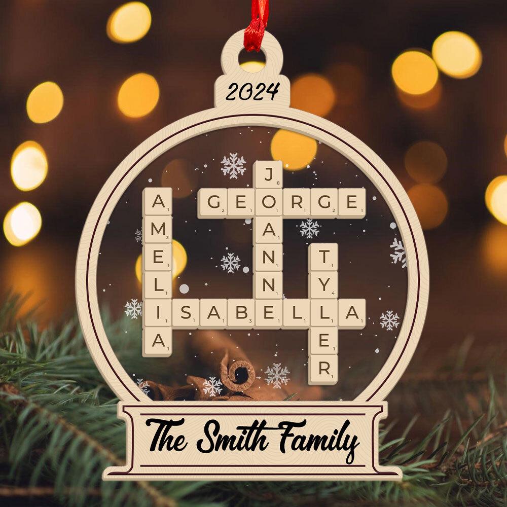 Family Crossword Ornament, Personalized Family Christmas Ornament, Family Names Puzzle, Christmas Ornament, 2024 Family Christmas Gift OROC24