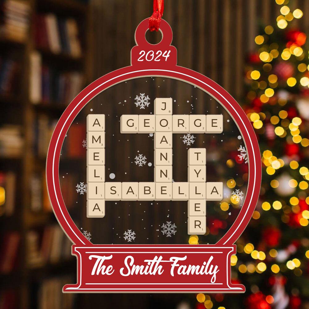 Family Crossword Ornament, Personalized Family Christmas Ornament, Family Names Puzzle, Christmas Ornament, 2024 Family Christmas Gift OROC24