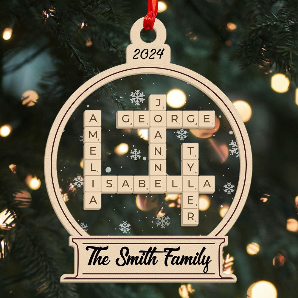 Family Crossword Ornament, Personalized Family Christmas Ornament, Family Names Puzzle, Christmas Ornament, 2024 Family Christmas Gift OROC24