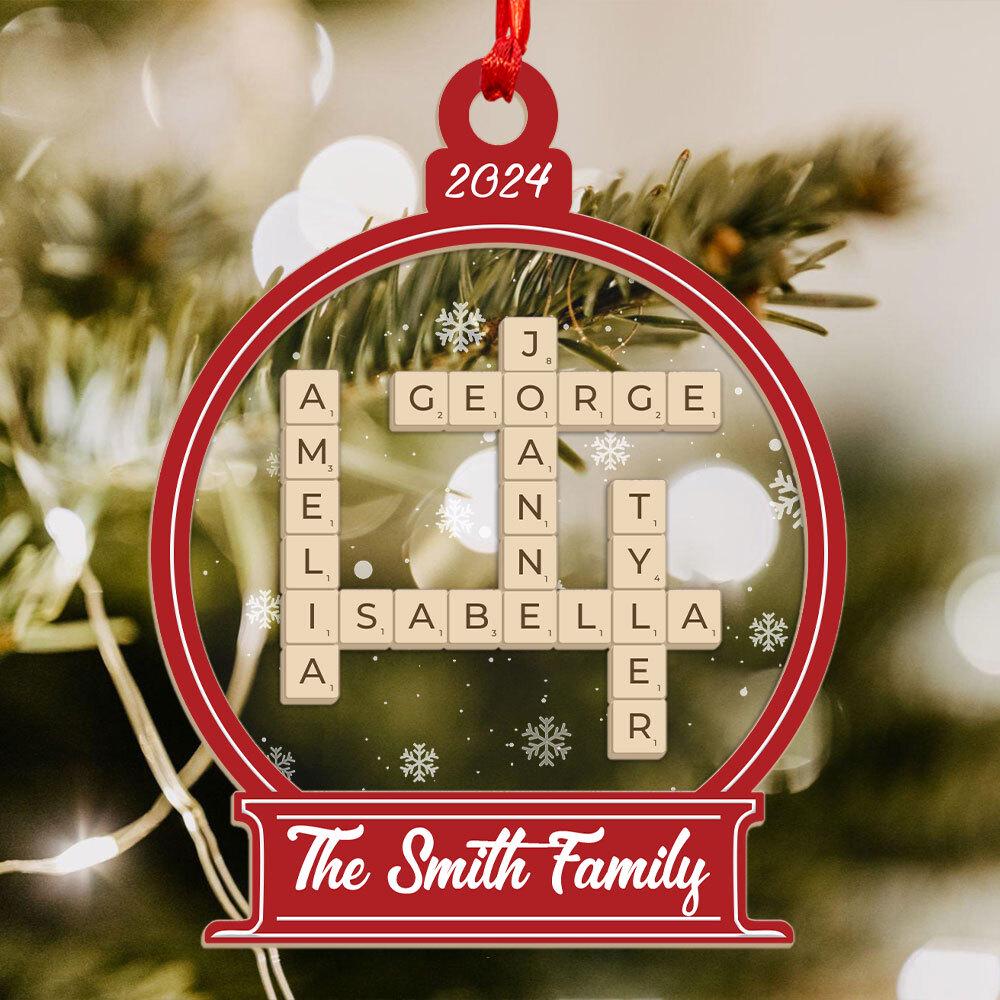 Family Crossword Ornament, Personalized Family Christmas Ornament, Family Names Puzzle, Christmas Ornament, 2024 Family Christmas Gift OROC24