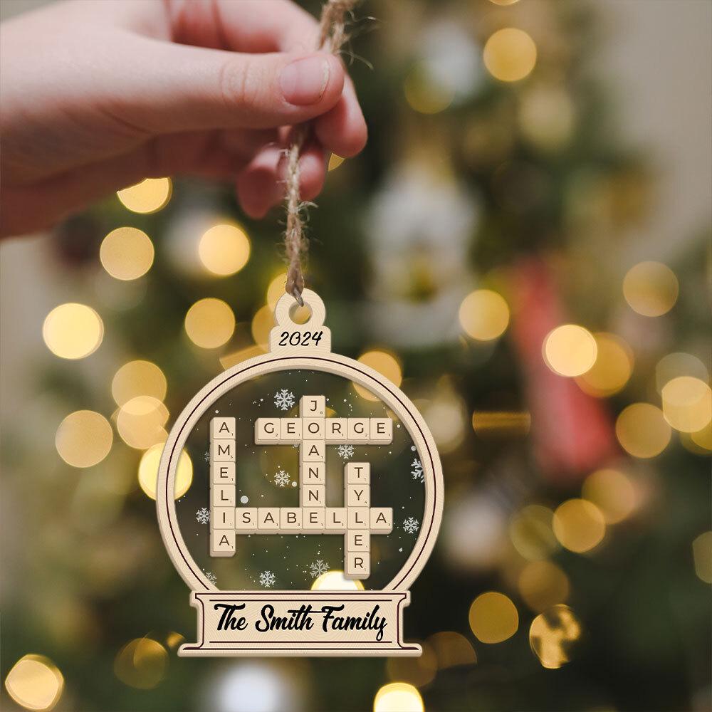 Family Crossword Ornament, Personalized Family Christmas Ornament, Family Names Puzzle, Christmas Ornament, 2024 Family Christmas Gift OROC24