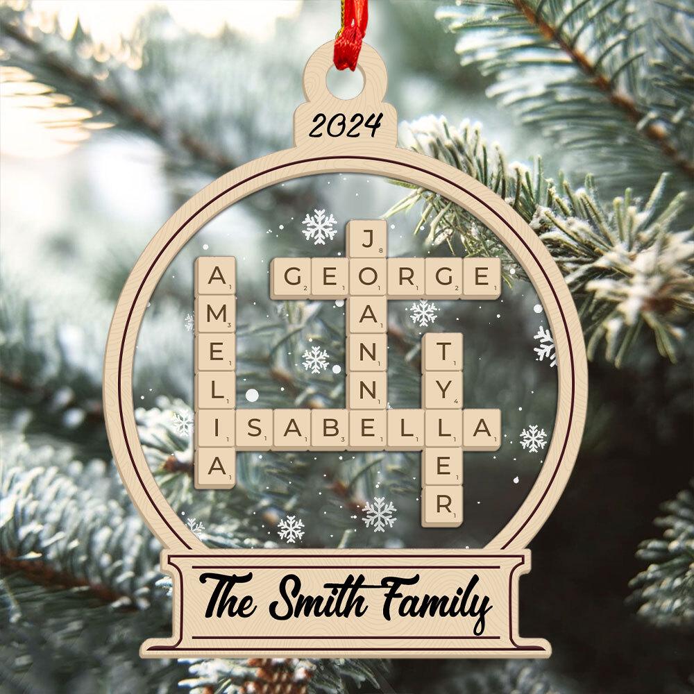 Family Crossword Ornament, Personalized Family Christmas Ornament, Family Names Puzzle, Christmas Ornament, 2024 Family Christmas Gift OROC24