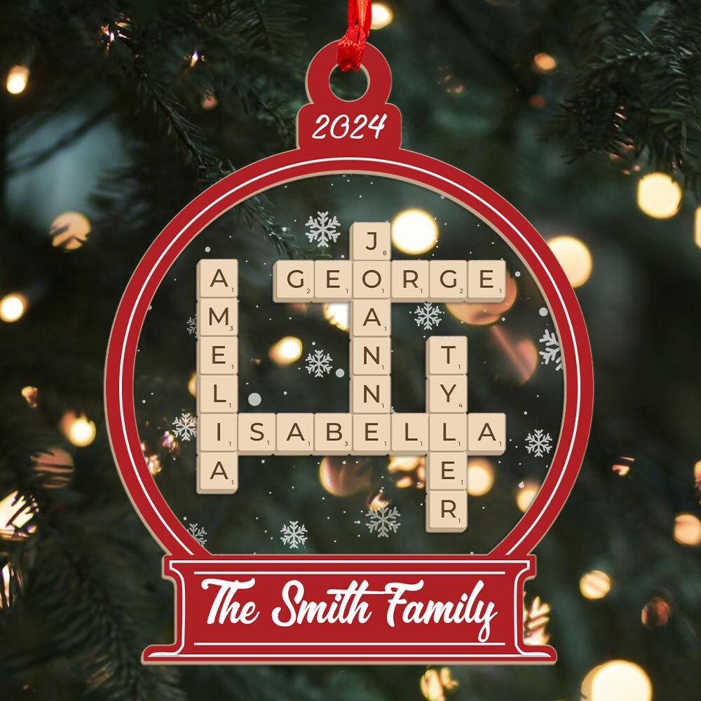 Family Crossword Ornament, Personalized Family Christmas Ornament, Family Names Puzzle, Christmas Ornament, 2024 Family Christmas Gift OROC24