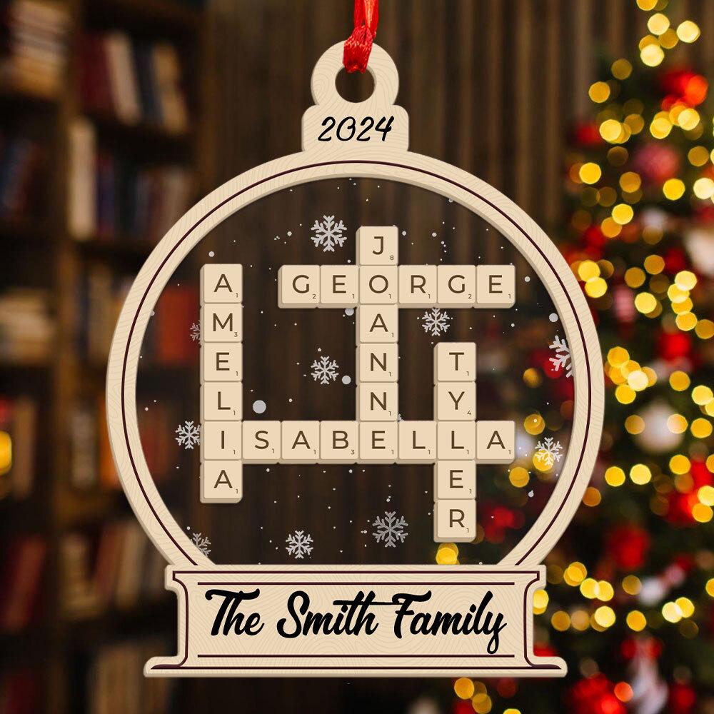 Family Crossword Ornament, Personalized Family Christmas Ornament, Family Names Puzzle, Christmas Ornament, 2024 Family Christmas Gift OROC24
