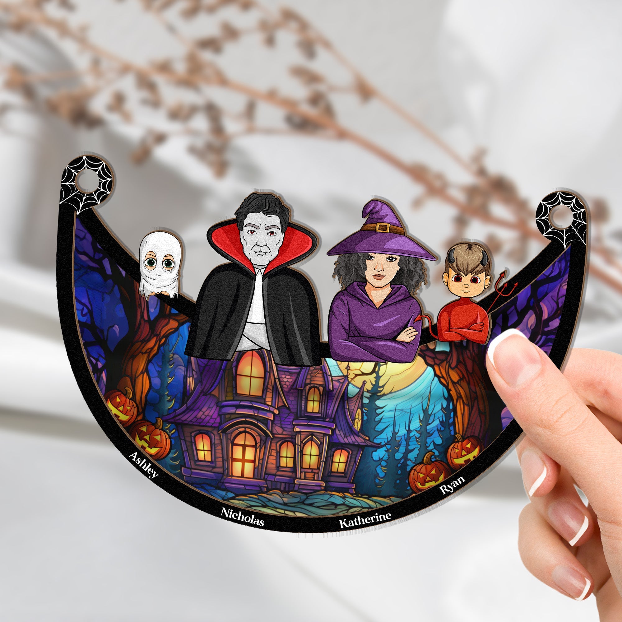 Family Decoration Halloween - Personalized Window Hanging Suncatcher Ornament  ORHA2208