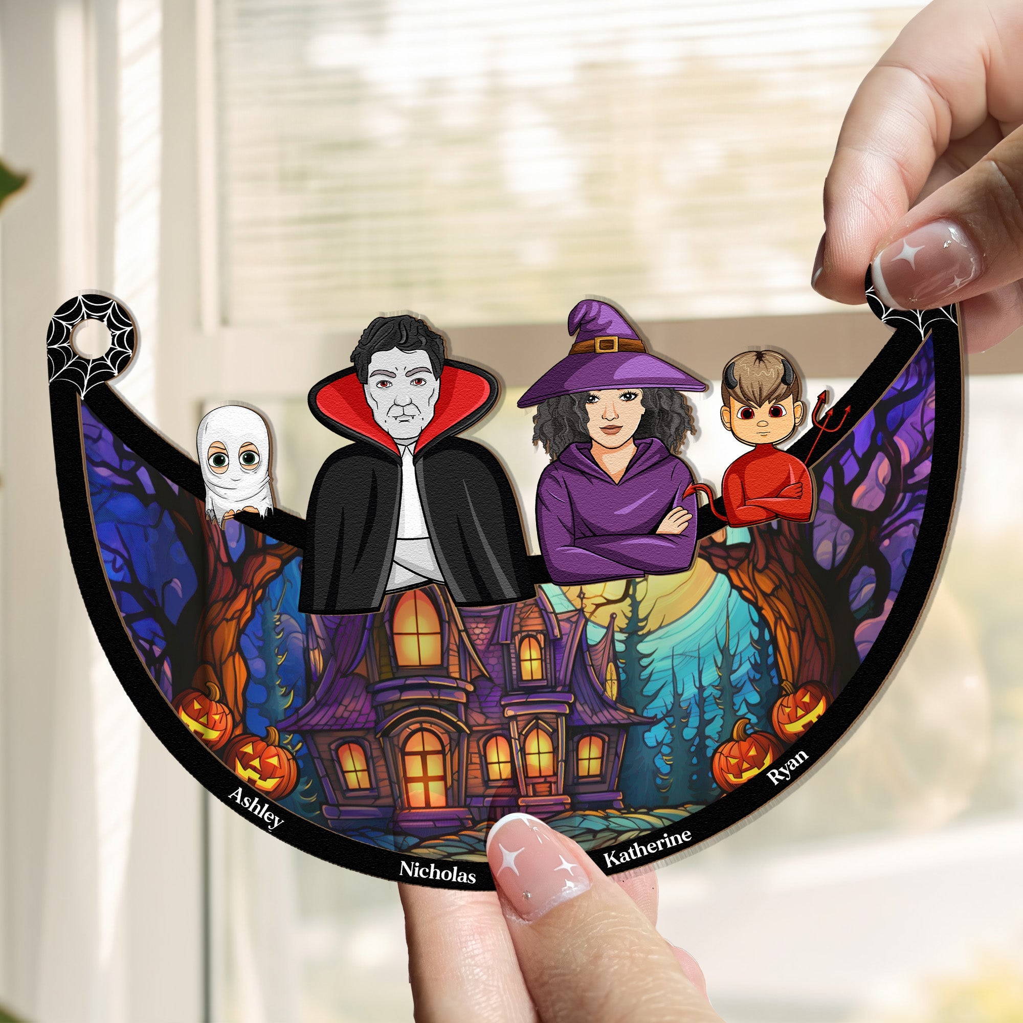 Family Decoration Halloween - Personalized Window Hanging Suncatcher Ornament  ORHA2208