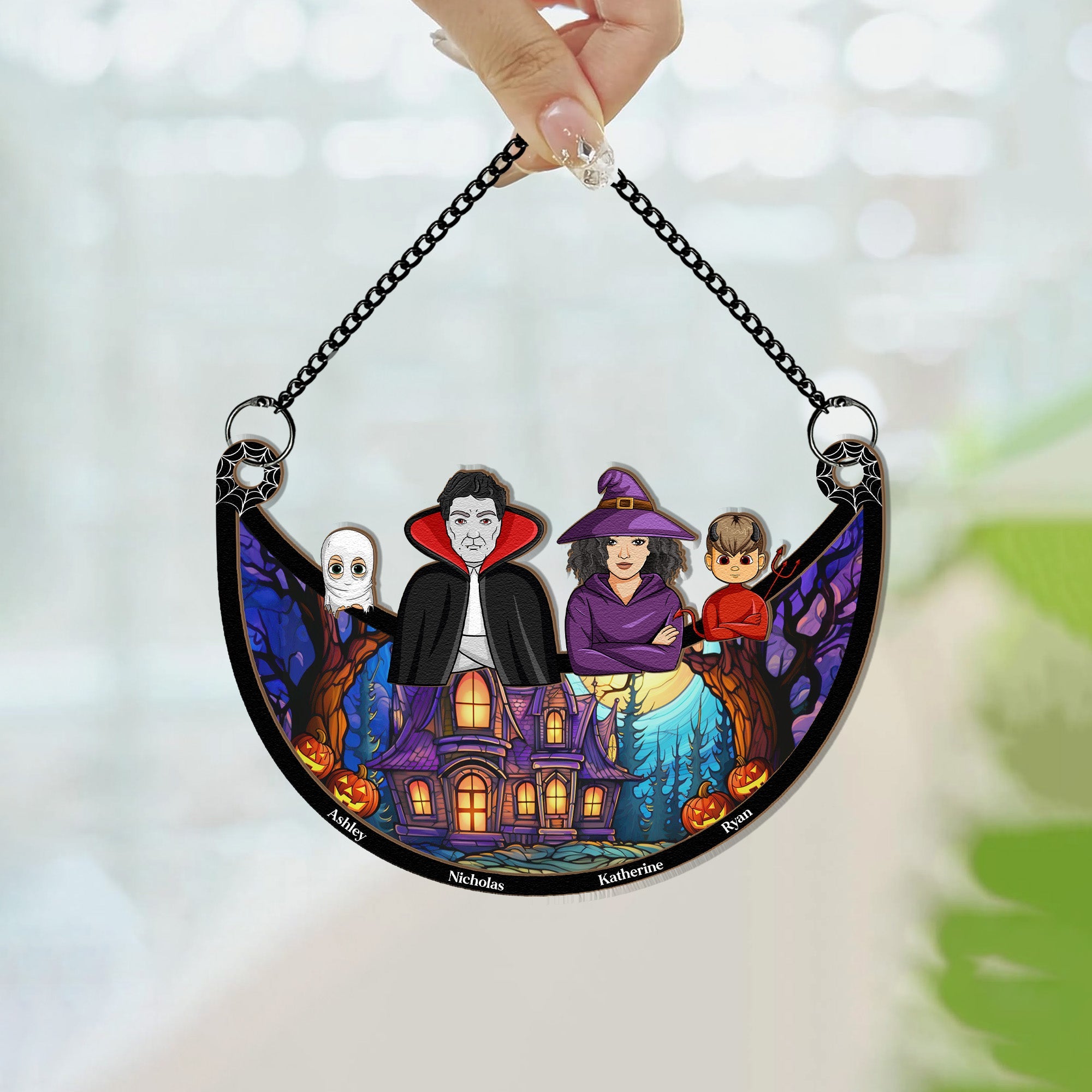 Family Decoration Halloween - Personalized Window Hanging Suncatcher Ornament  ORHA2208