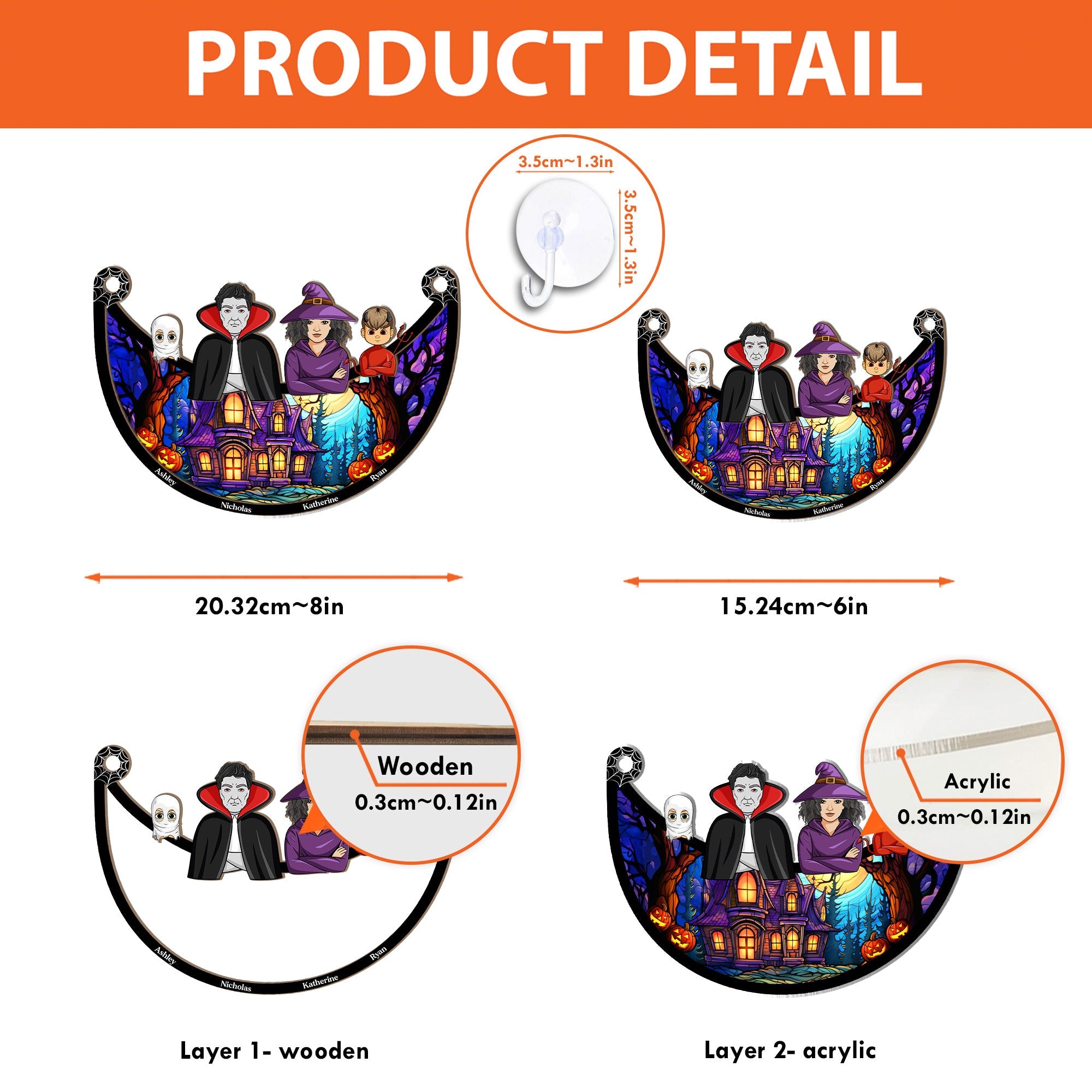 Family Decoration Halloween - Personalized Window Hanging Suncatcher Ornament  ORHA2208