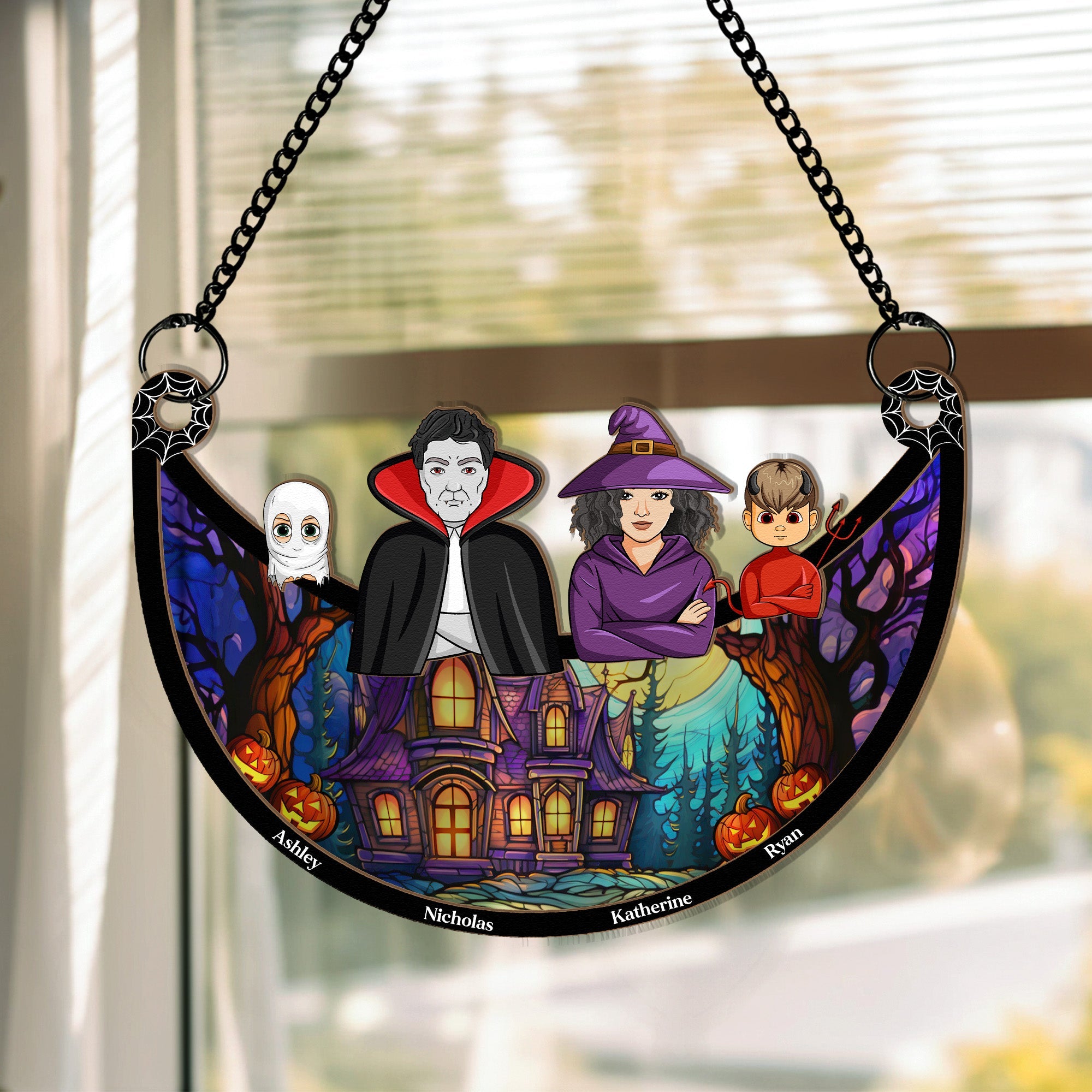 Family Decoration Halloween - Personalized Window Hanging Suncatcher Ornament  ORHA2208