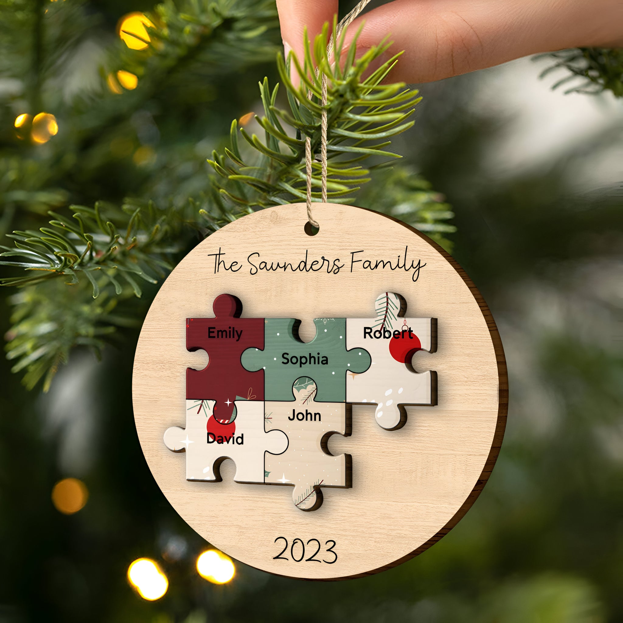 Family Puzzle - Christmas Gift For Family - Personalized 2-Layered Wooden Ornament ORN02101