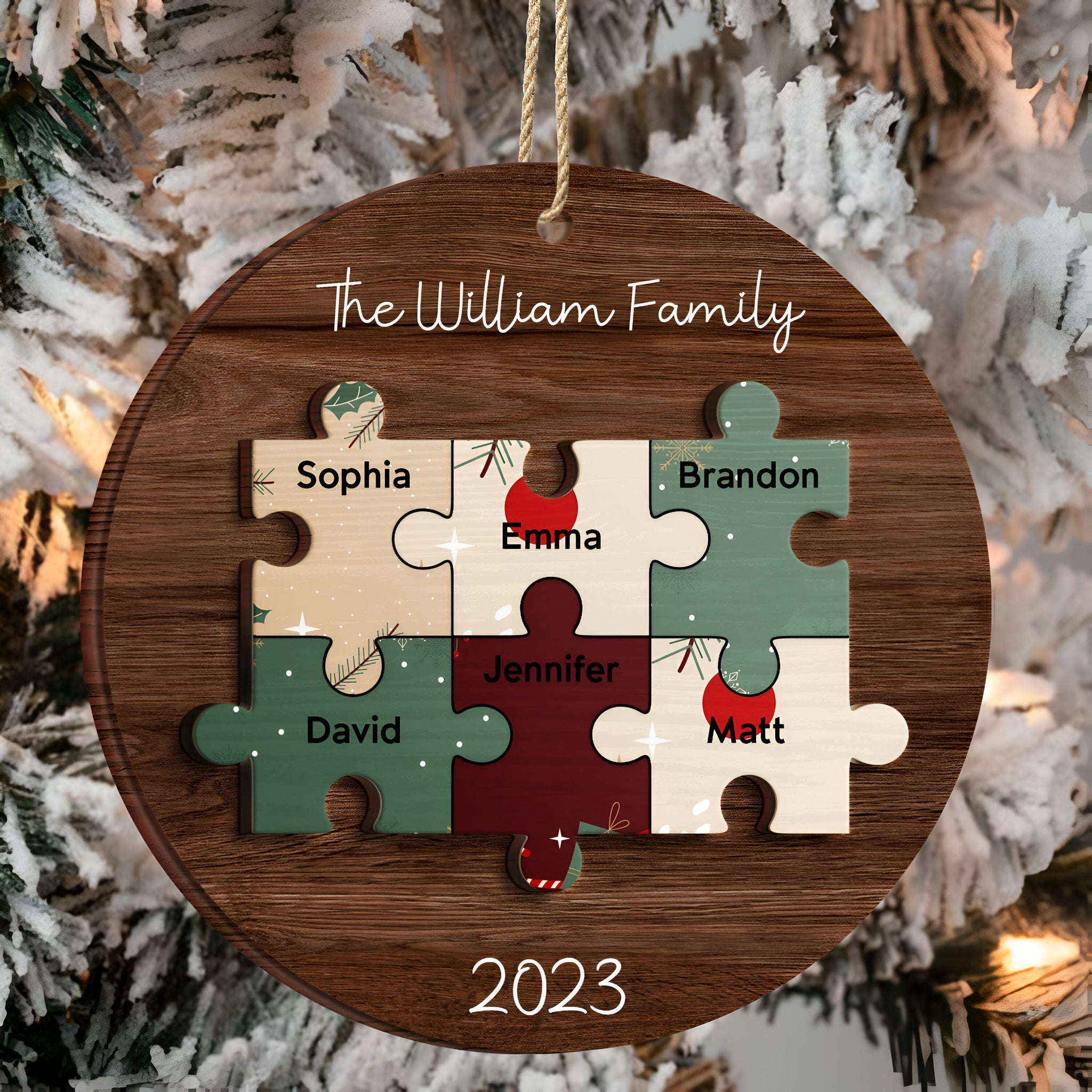 Family Puzzle - Christmas Gift For Family - Personalized 2-Layered Wooden Ornament ORN02101
