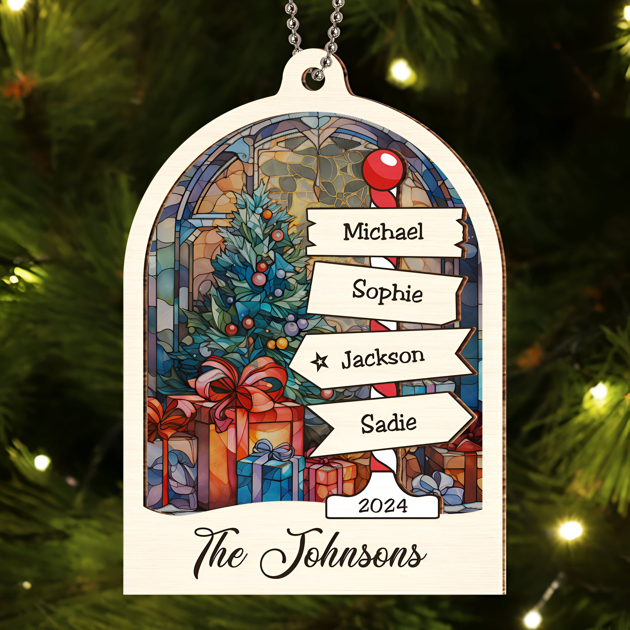 Family Sign Christmas - Personalized Custom Suncatcher Ornament ORN0710