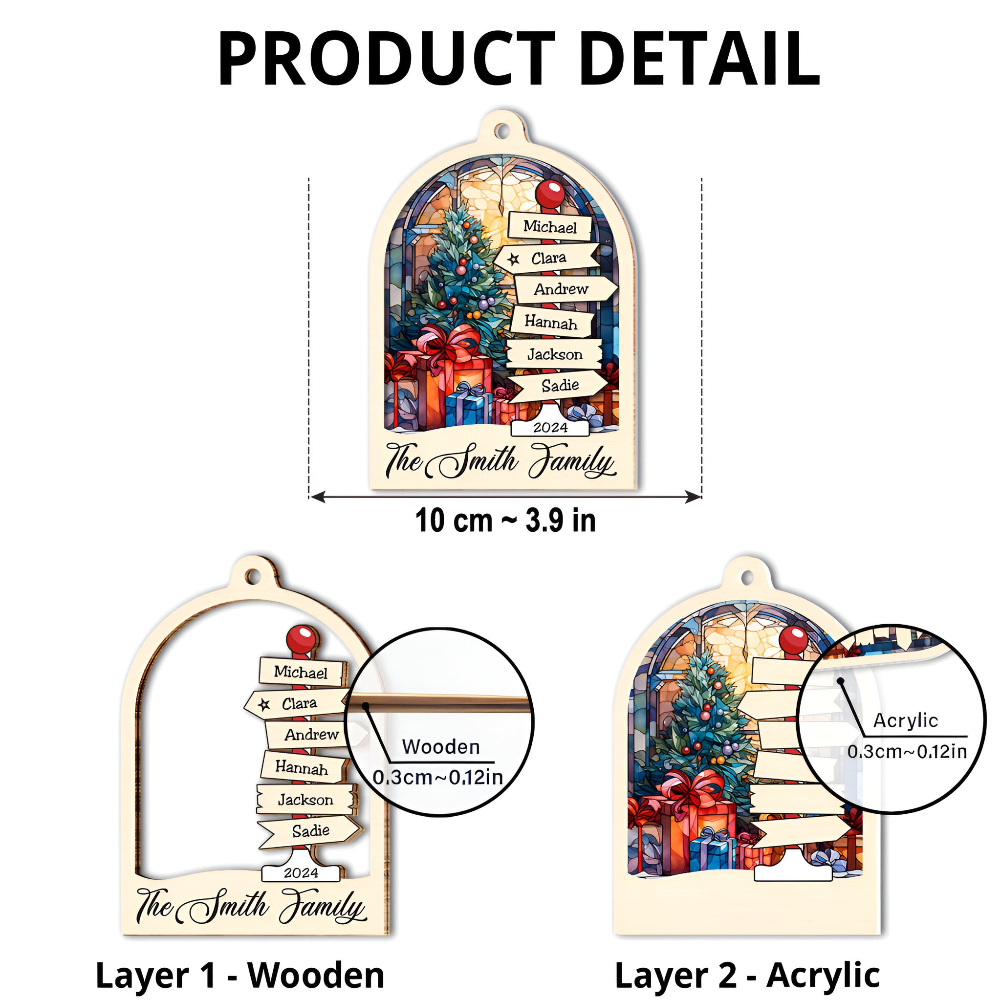 Family Sign Christmas - Personalized Custom Suncatcher Ornament ORN0710