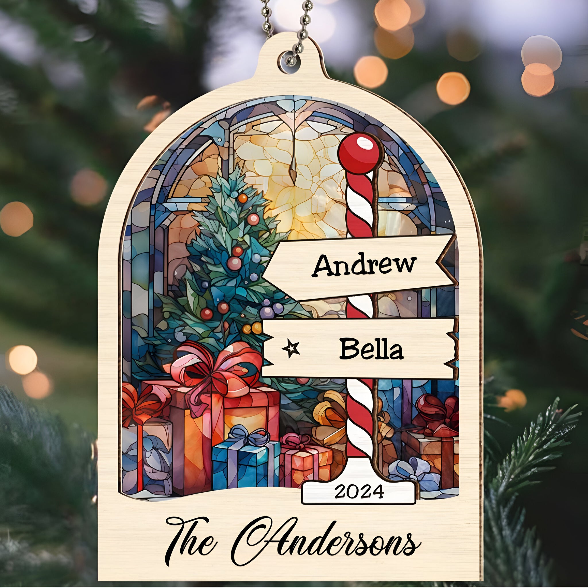 Family Sign Christmas - Personalized Custom Suncatcher Ornament ORN0710