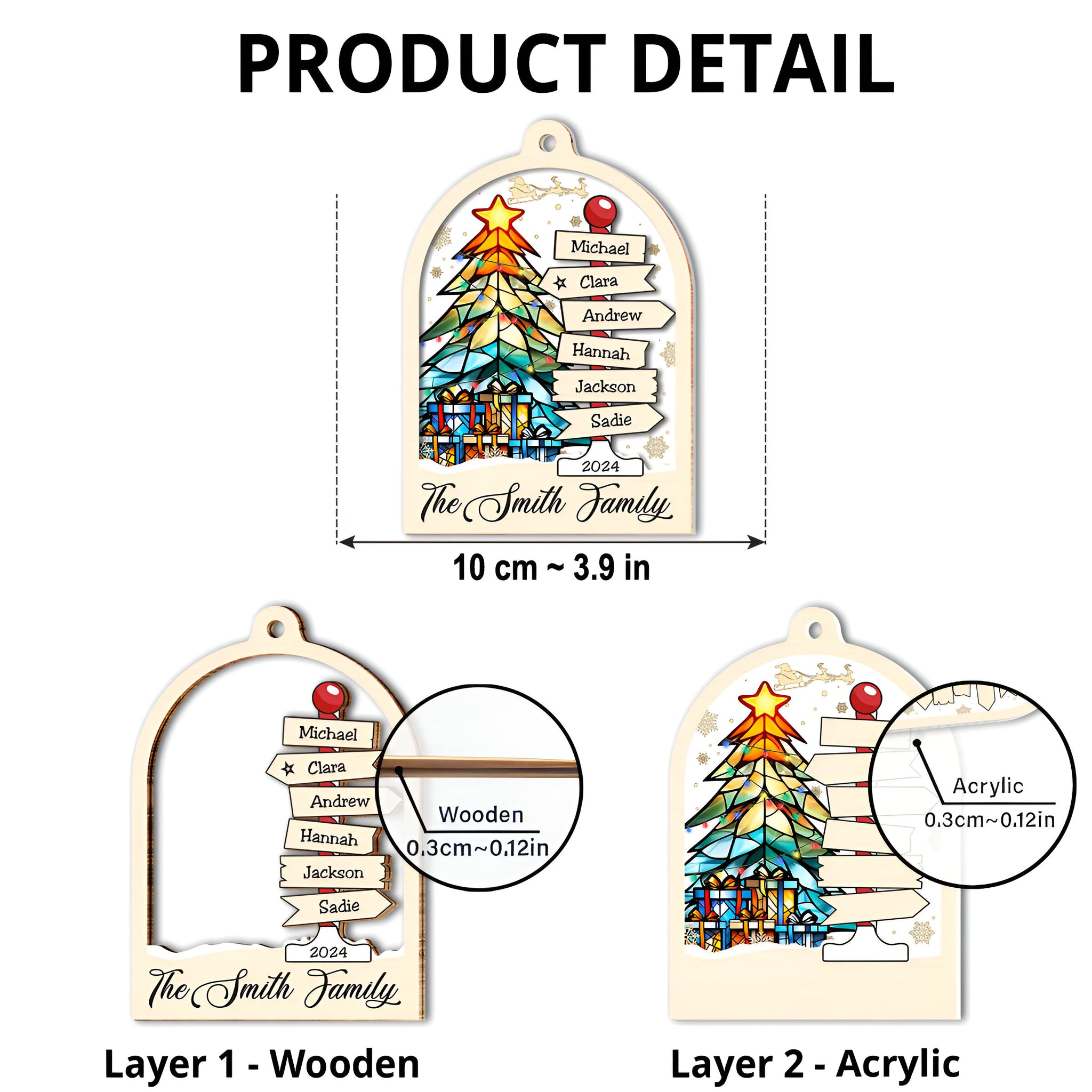 Family Sign - Personalized Custom Suncatcher Ornament ORN0710